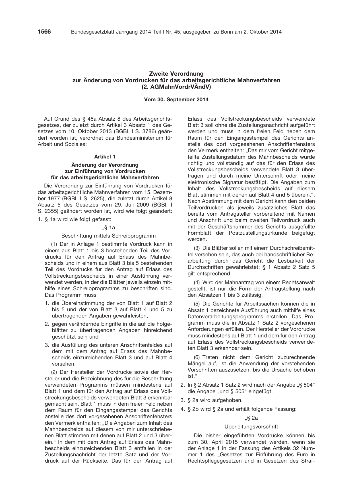 BGBl. 2014, Seite 1566 — Originalseite als Abbildung