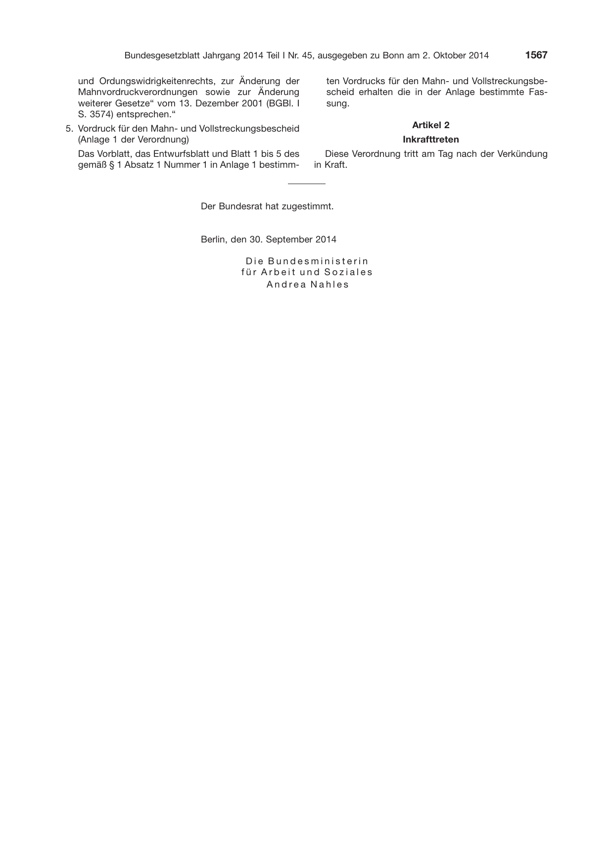 BGBl. 2014, Seite 1567 — Originalseite als Abbildung