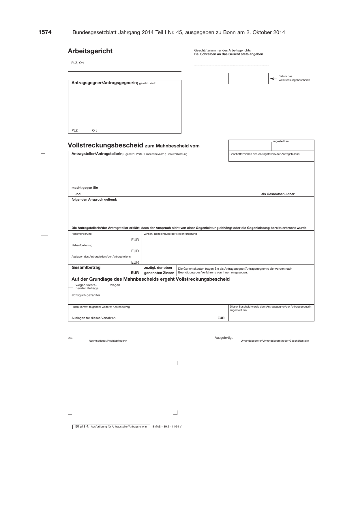 BGBl. 2014, Seite 1574 — Originalseite als Abbildung