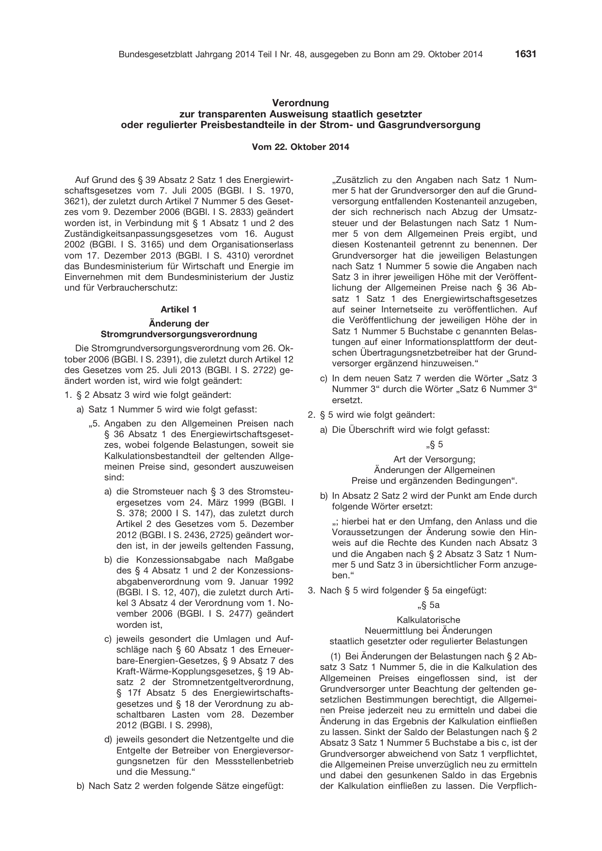 BGBl. 2014, Seite 1631 — Originalseite als Abbildung
