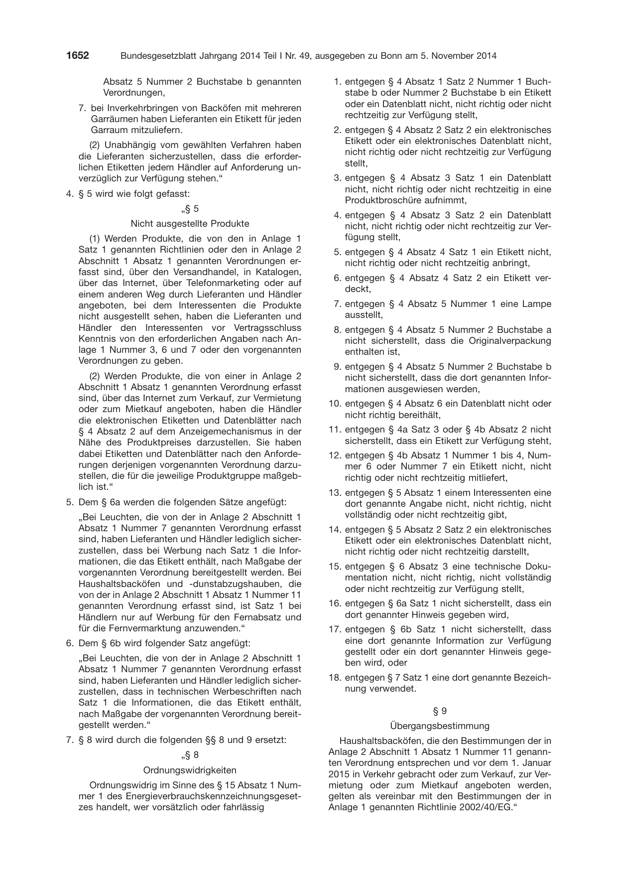 BGBl. 2014, Seite 1652 — Originalseite als Abbildung