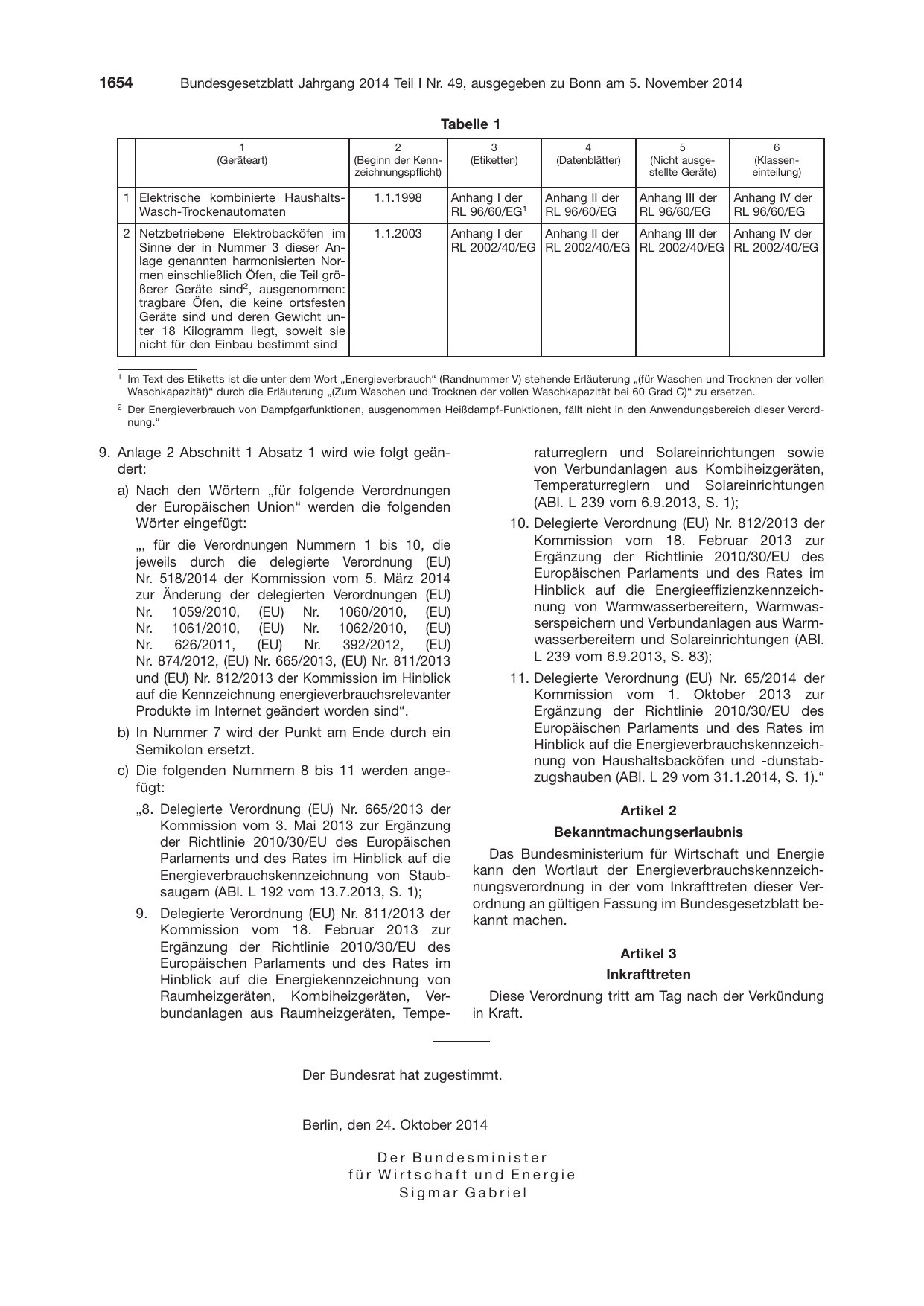 BGBl. 2014, Seite 1654 — Originalseite als Abbildung