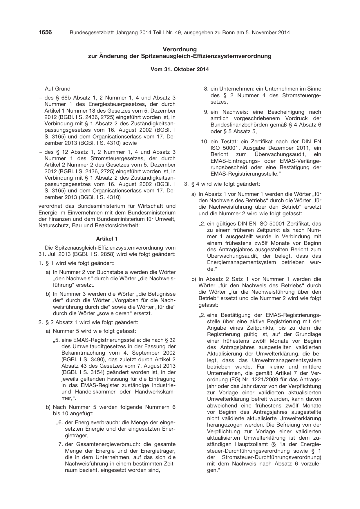 BGBl. 2014, Seite 1656 — Originalseite als Abbildung
