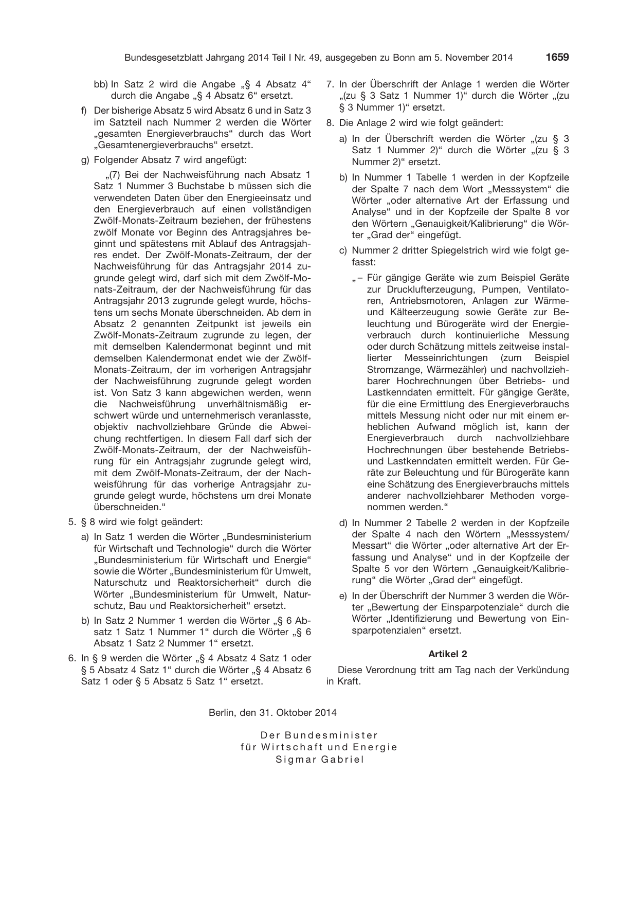 BGBl. 2014, Seite 1659 — Originalseite als Abbildung
