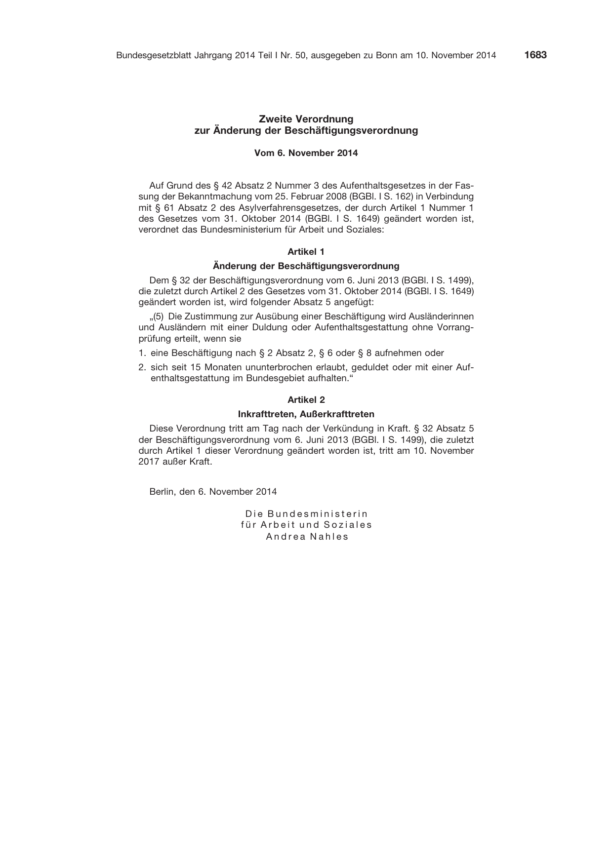 BGBl. 2014, Seite 1683 — Originalseite als Abbildung