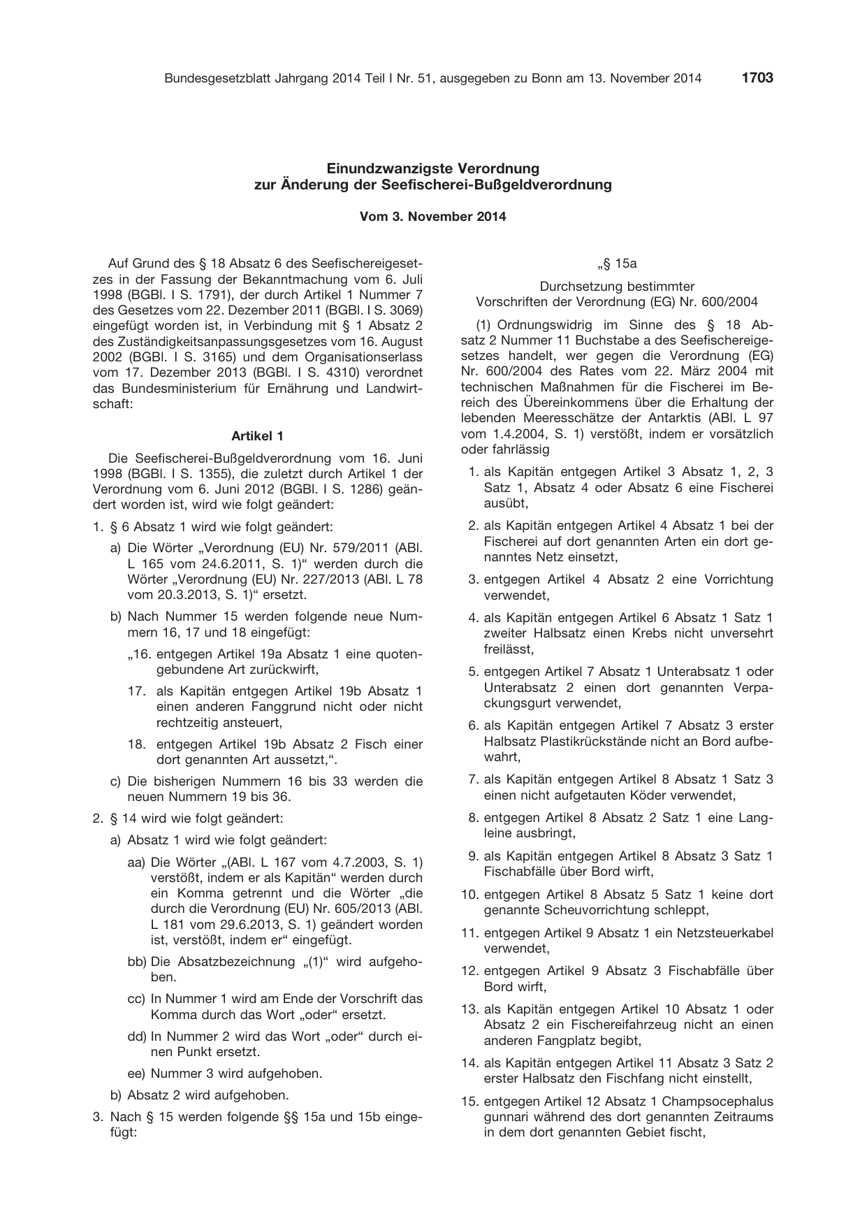 BGBl. 2014, Seite 1703 — Originalseite als Abbildung