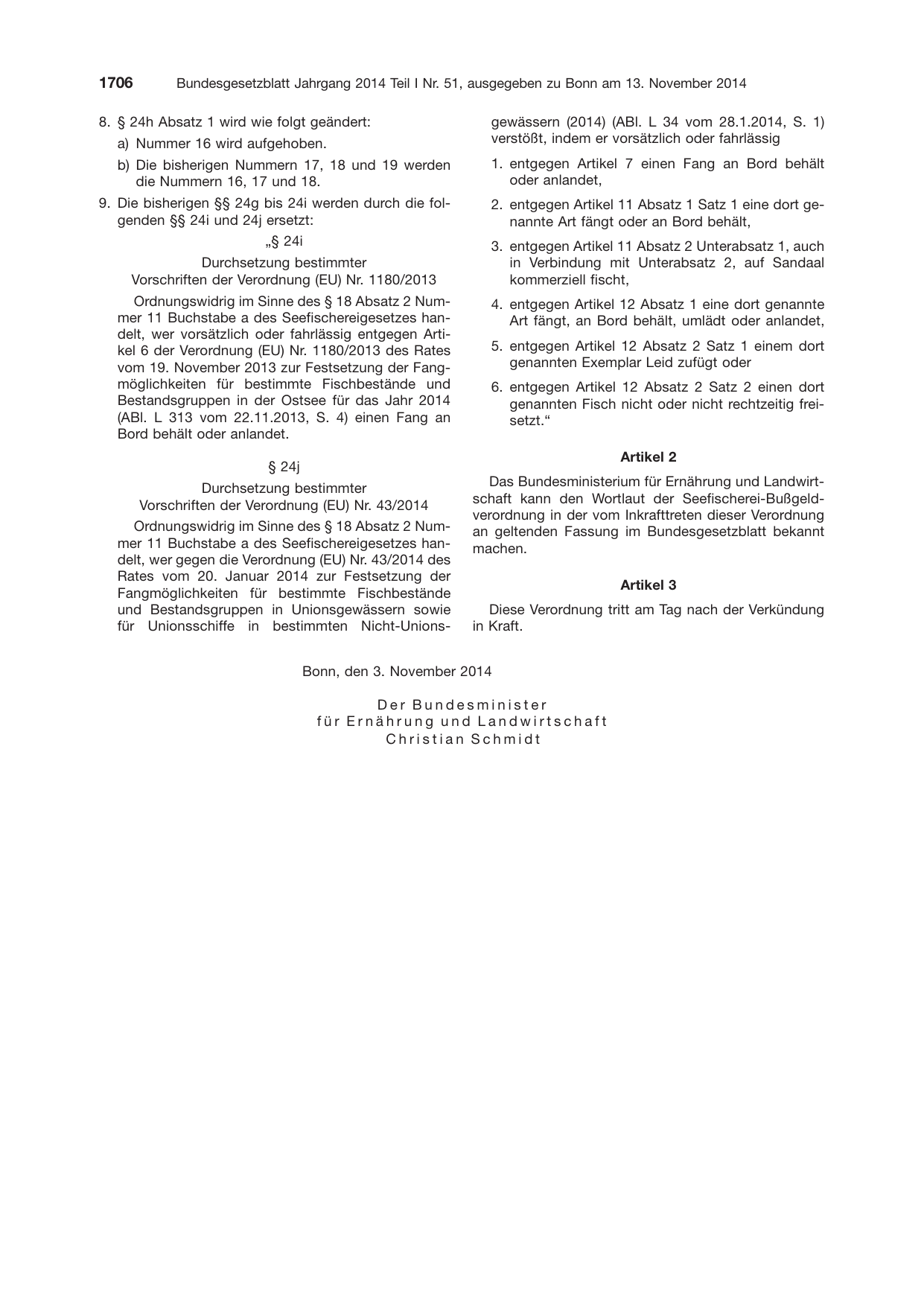 BGBl. 2014, Seite 1706 — Originalseite als Abbildung
