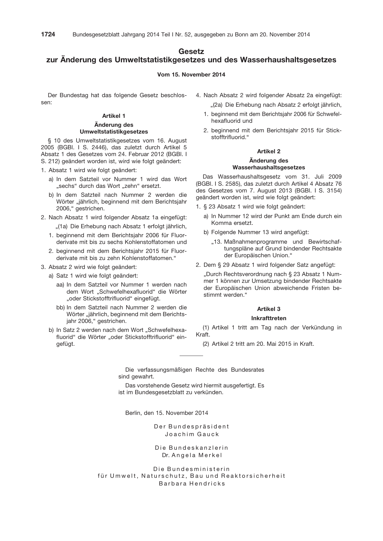 BGBl. 2014, Seite 1724 — Originalseite als Abbildung