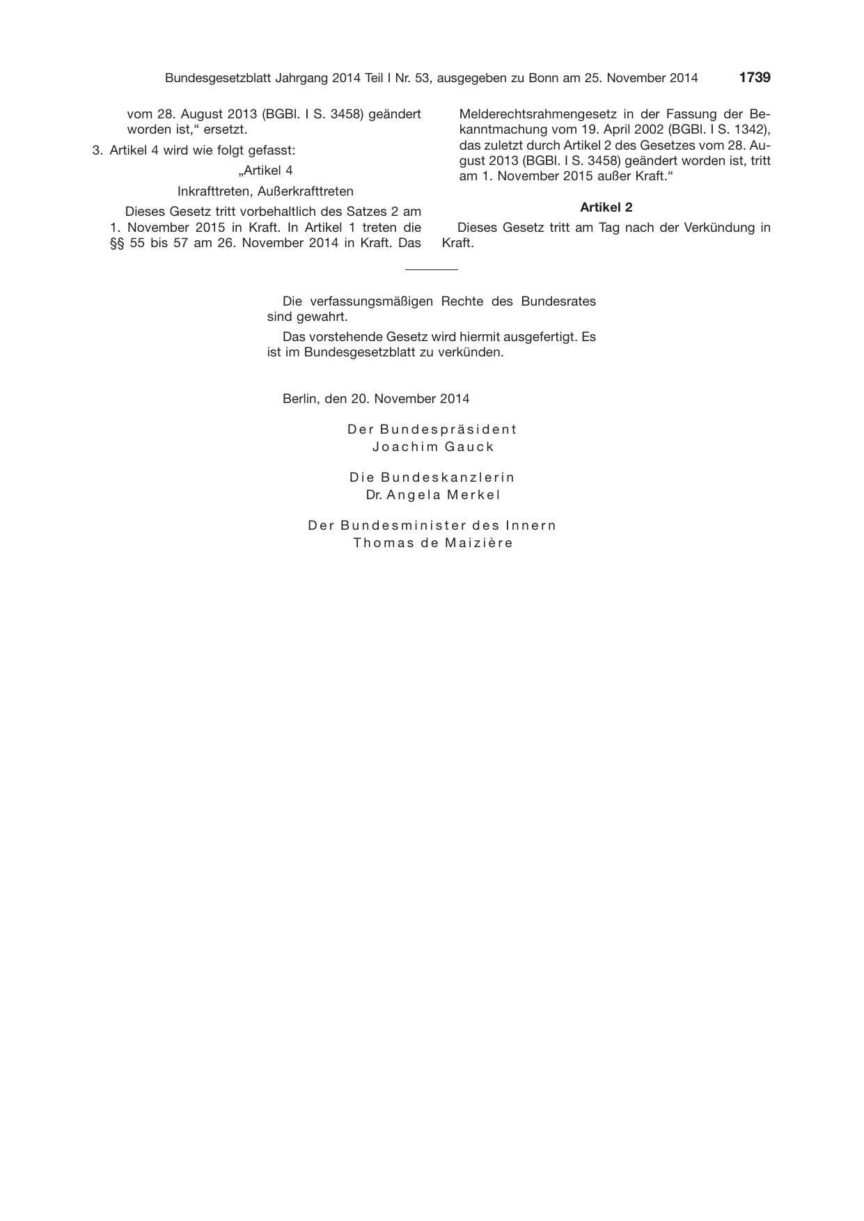 BGBl. 2014, Seite 1739 — Originalseite als Abbildung