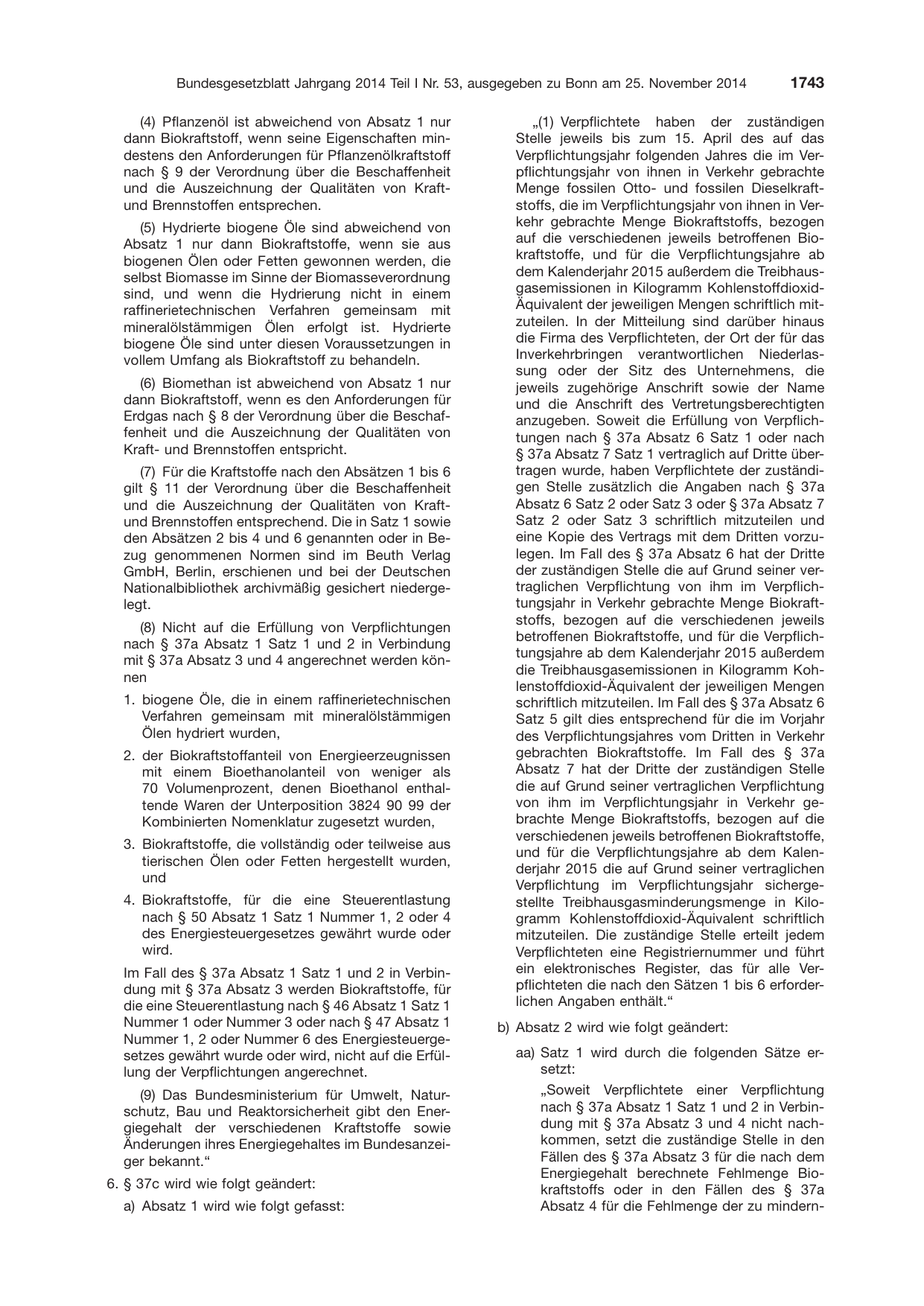 BGBl. 2014, Seite 1743 — Originalseite als Abbildung