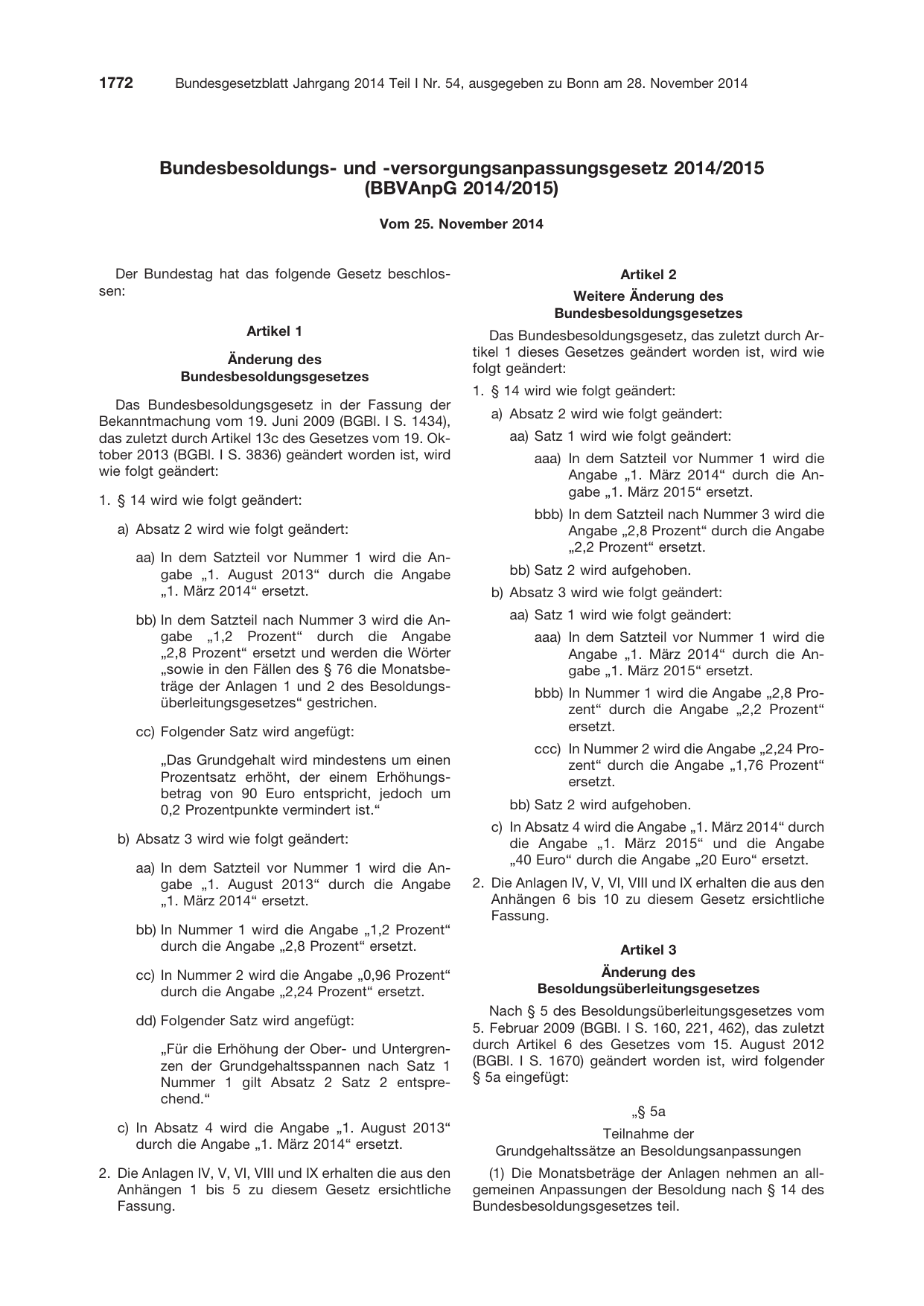 BGBl. 2014, Seite 1772 — Originalseite als Abbildung