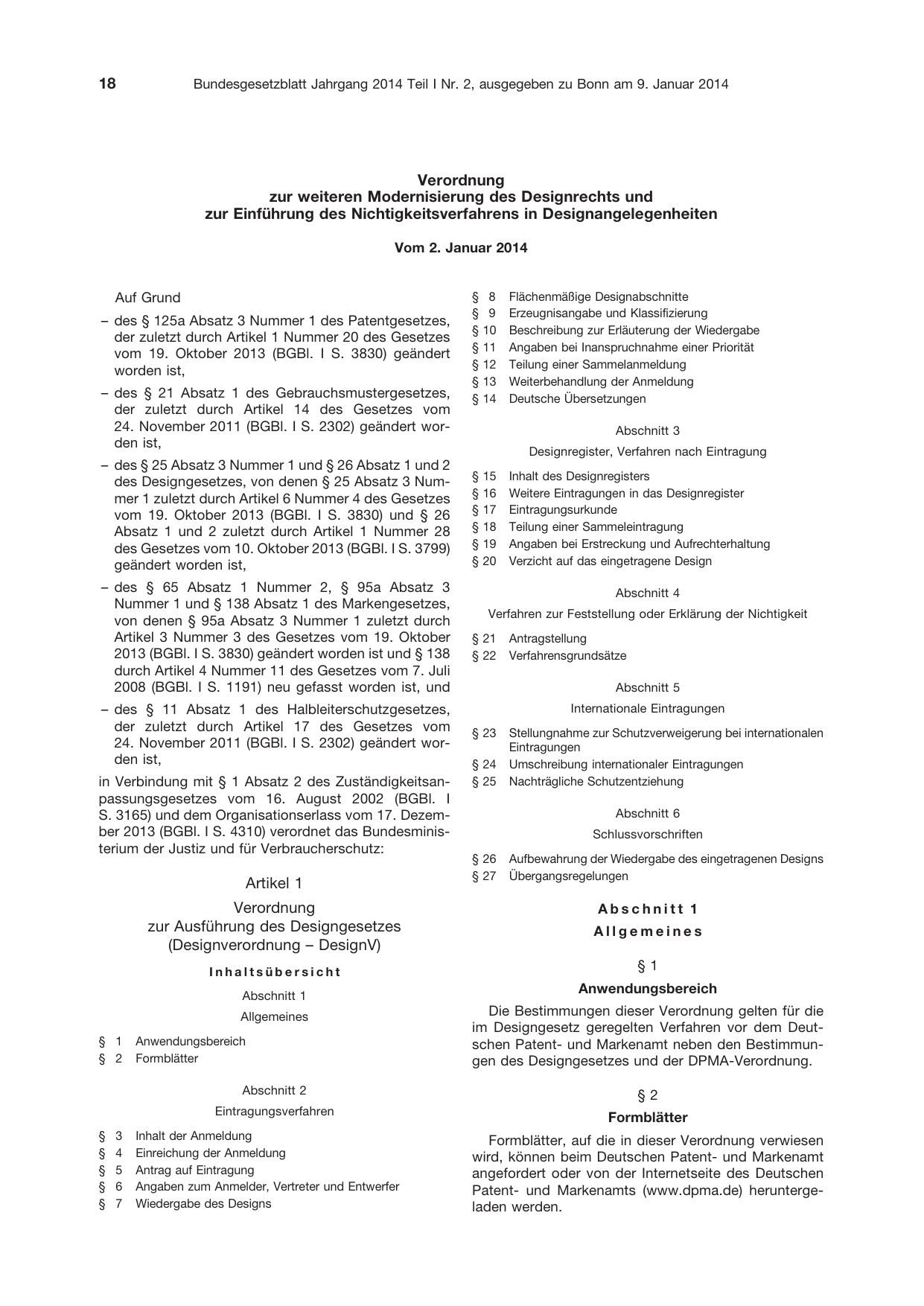 BGBl. 2014, Seite 18 — Originalseite als Abbildung