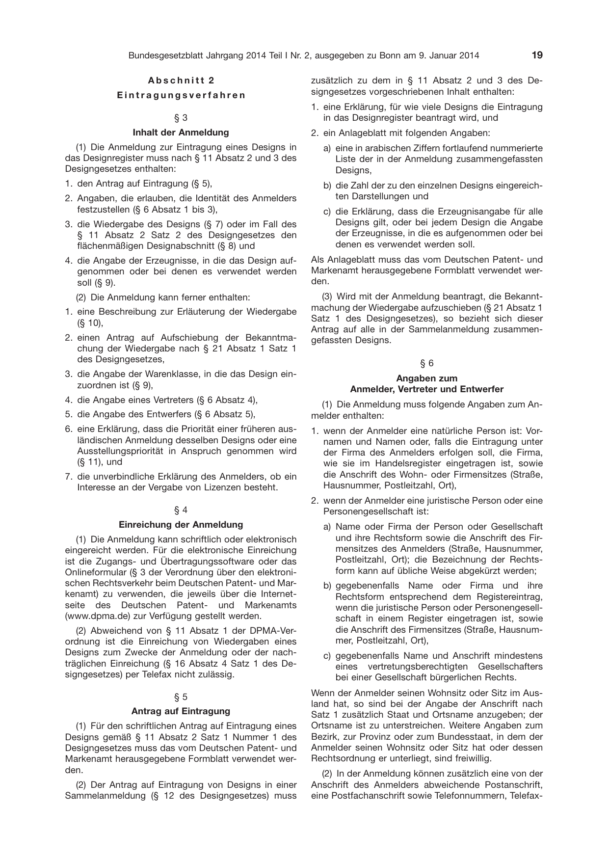 BGBl. 2014, Seite 19 — Originalseite als Abbildung