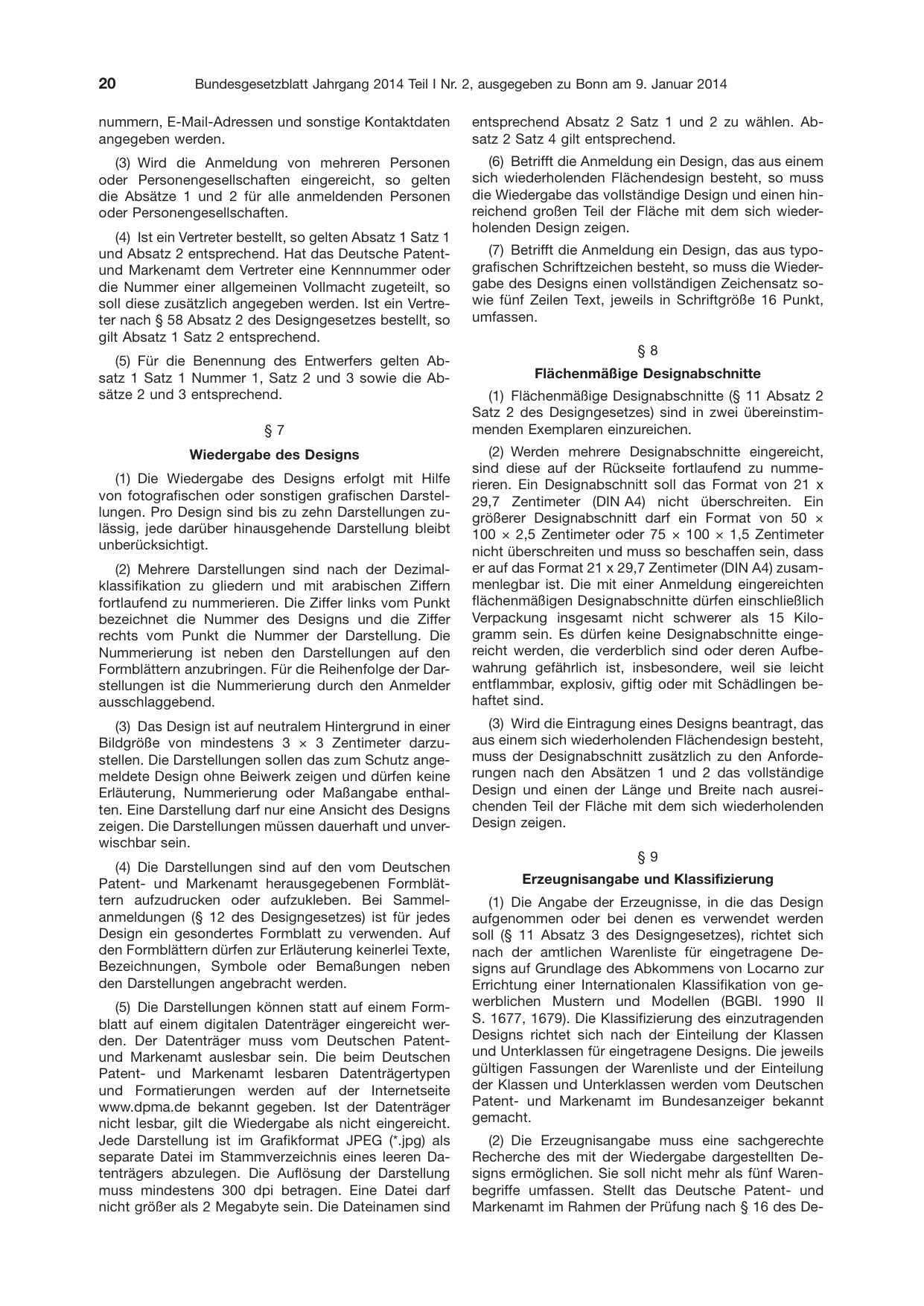 BGBl. 2014, Seite 20 — Originalseite als Abbildung