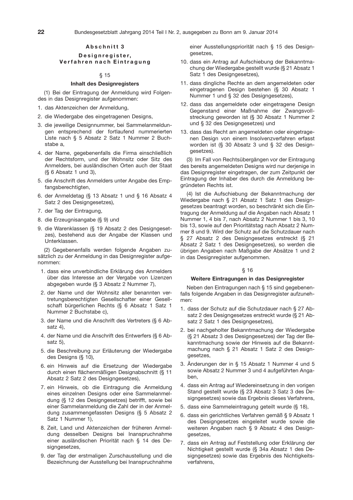 BGBl. 2014, Seite 22 — Originalseite als Abbildung