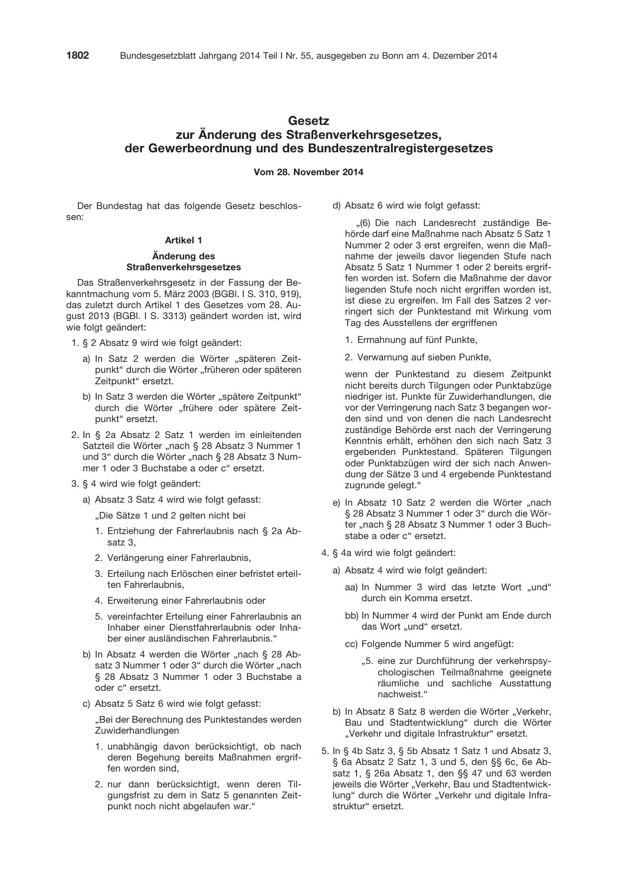 BGBl. 2014, Seite 1802 — Originalseite als Abbildung
