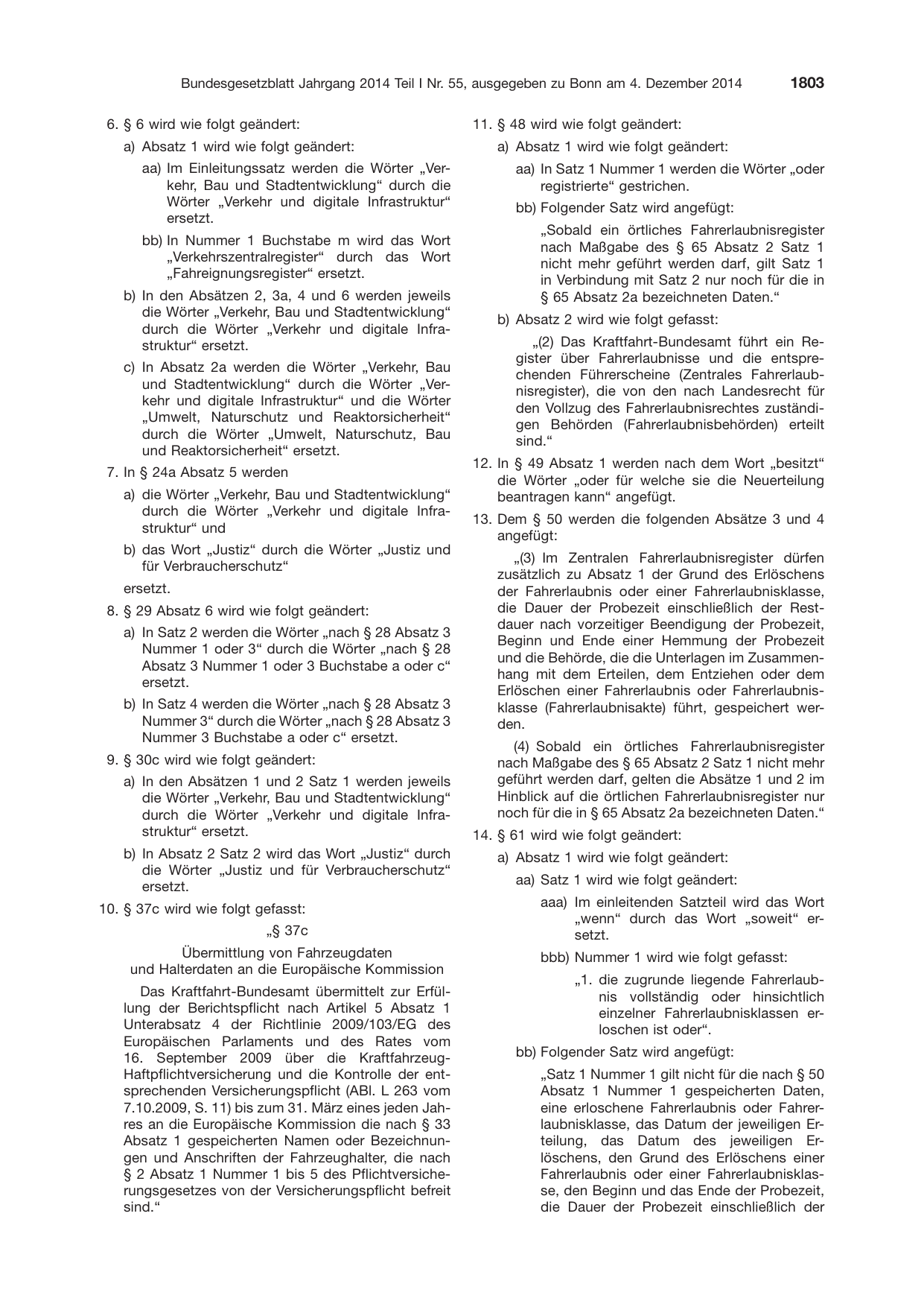 BGBl. 2014, Seite 1803 — Originalseite als Abbildung