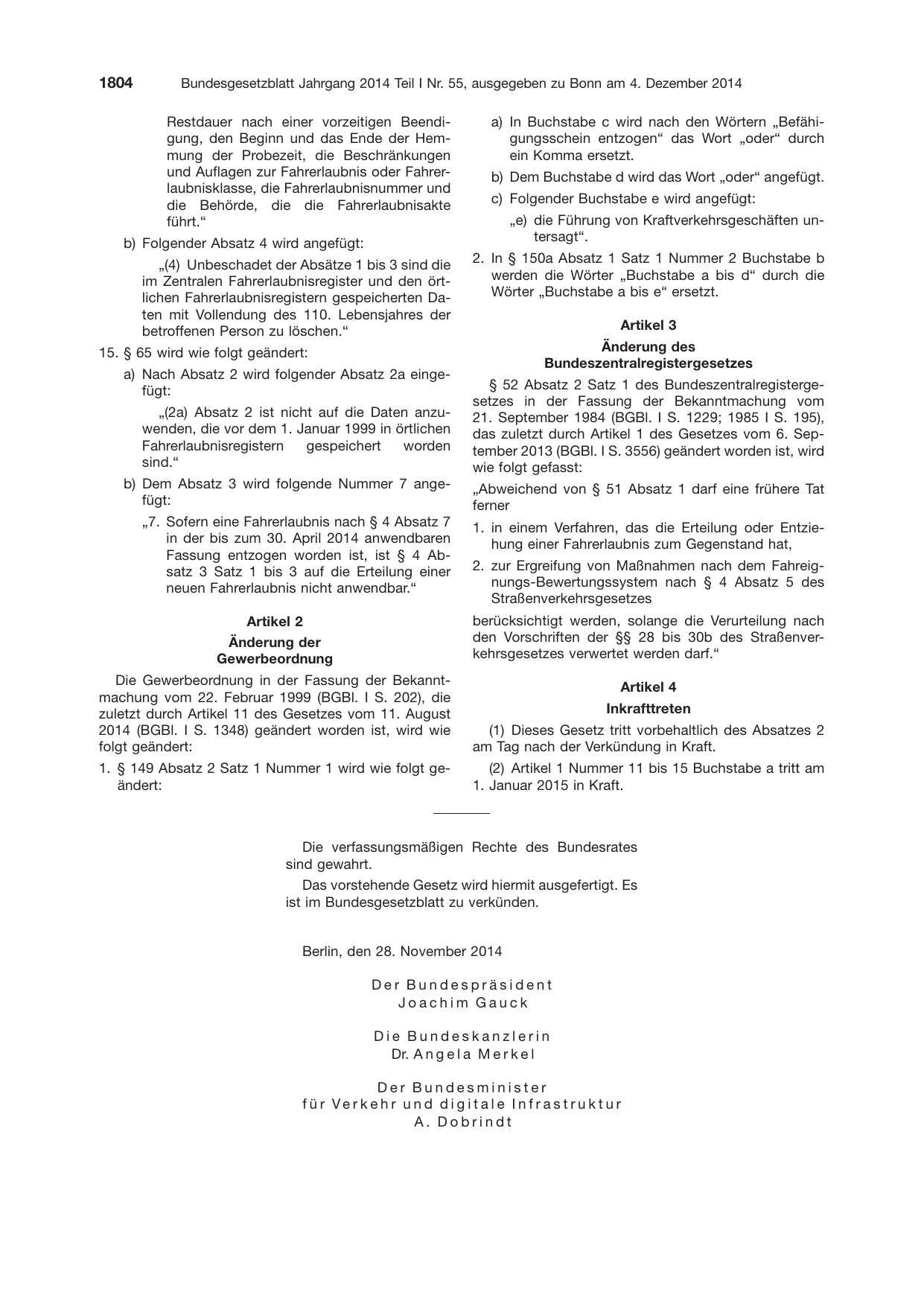 BGBl. 2014, Seite 1804 — Originalseite als Abbildung