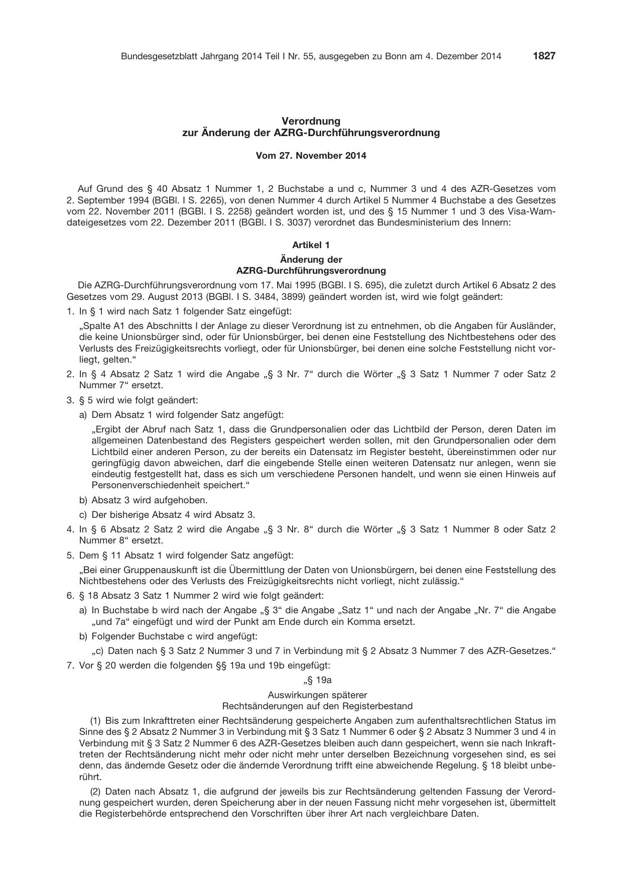 BGBl. 2014, Seite 1827 — Originalseite als Abbildung