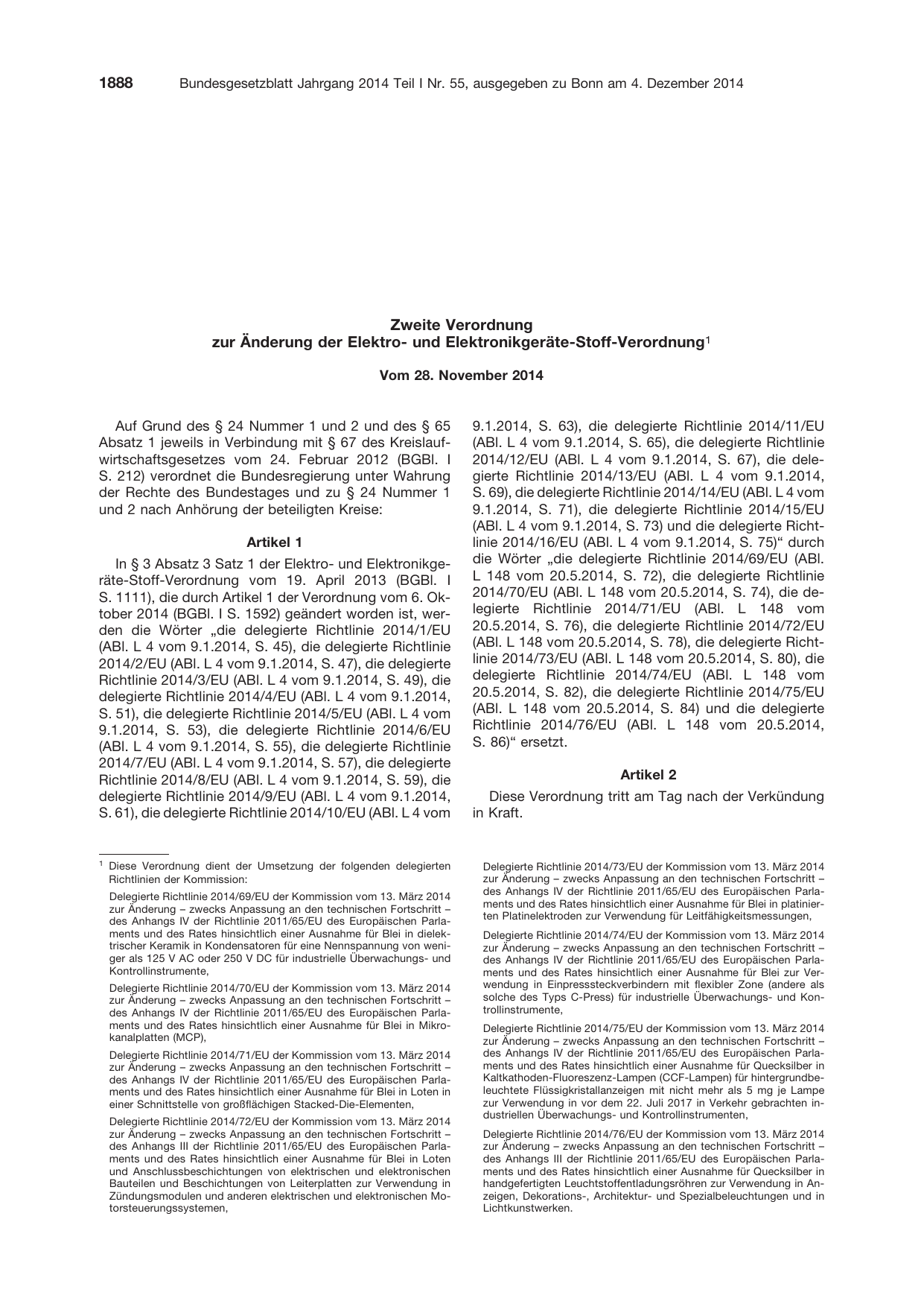 BGBl. 2014, Seite 1888 — Originalseite als Abbildung