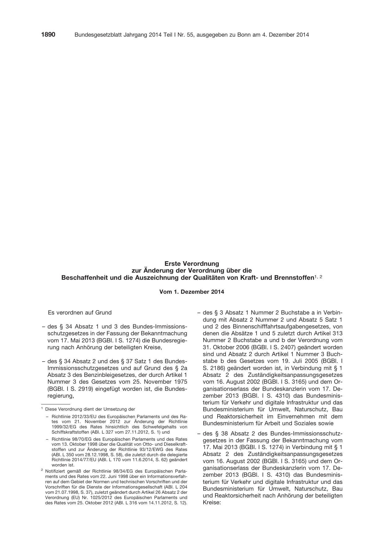 BGBl. 2014, Seite 1890 — Originalseite als Abbildung