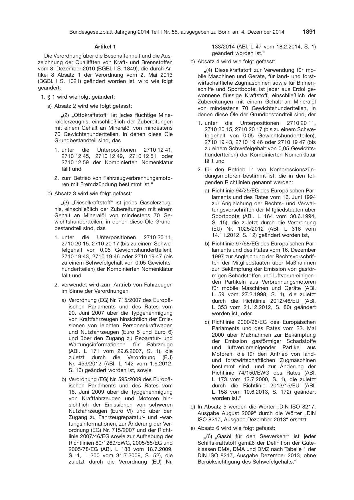 BGBl. 2014, Seite 1891 — Originalseite als Abbildung