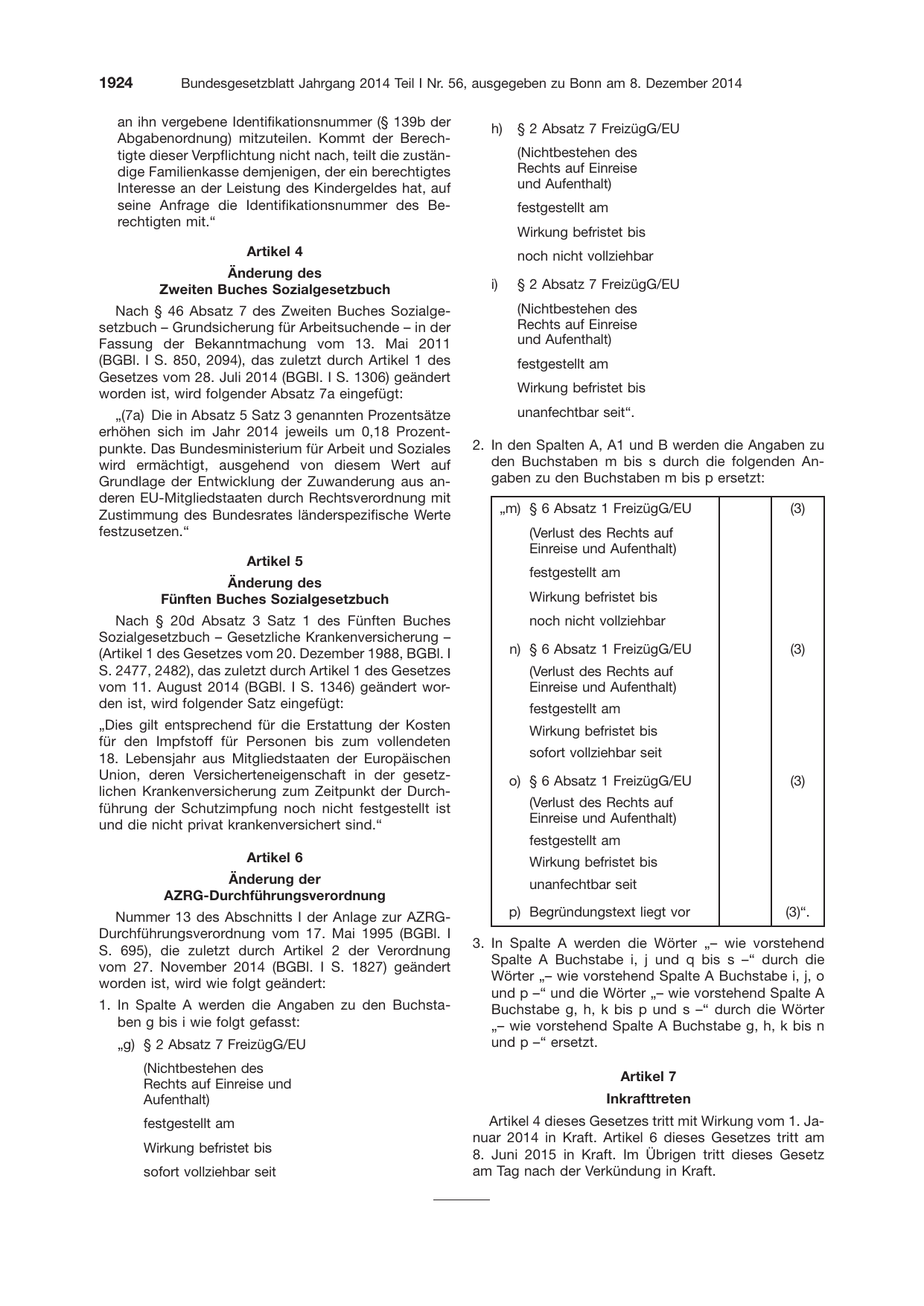 BGBl. 2014, Seite 1924 — Originalseite als Abbildung