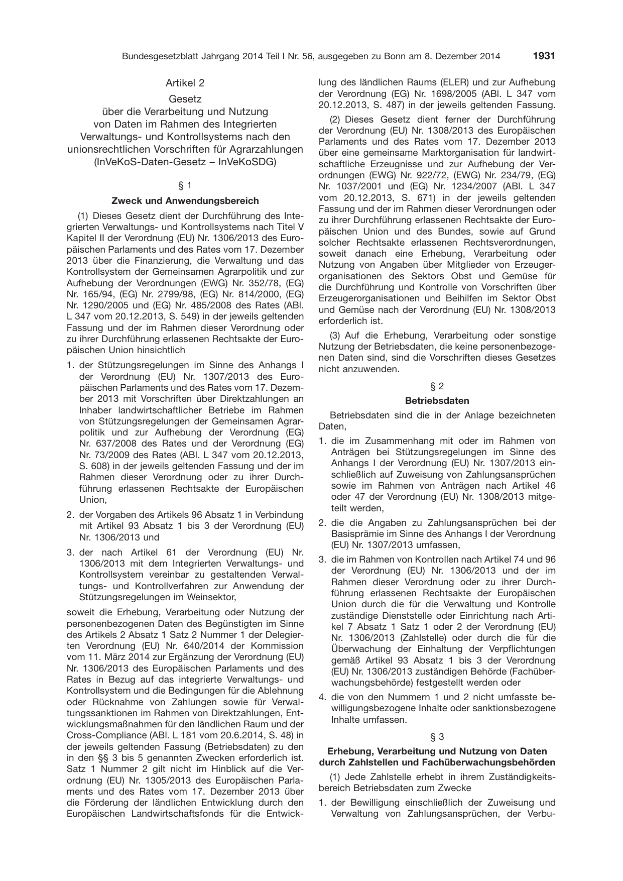 BGBl. 2014, Seite 1931 — Originalseite als Abbildung