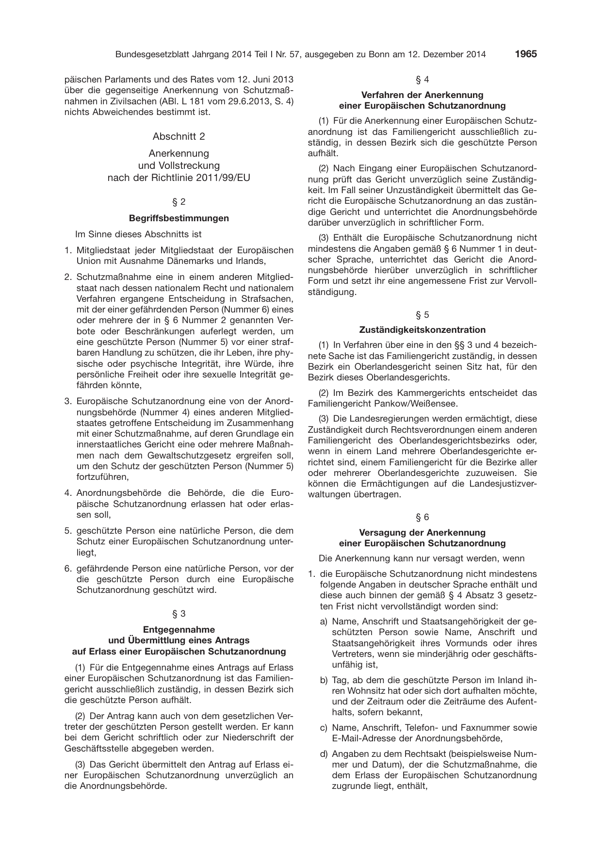 BGBl. 2014, Seite 1965 — Originalseite als Abbildung
