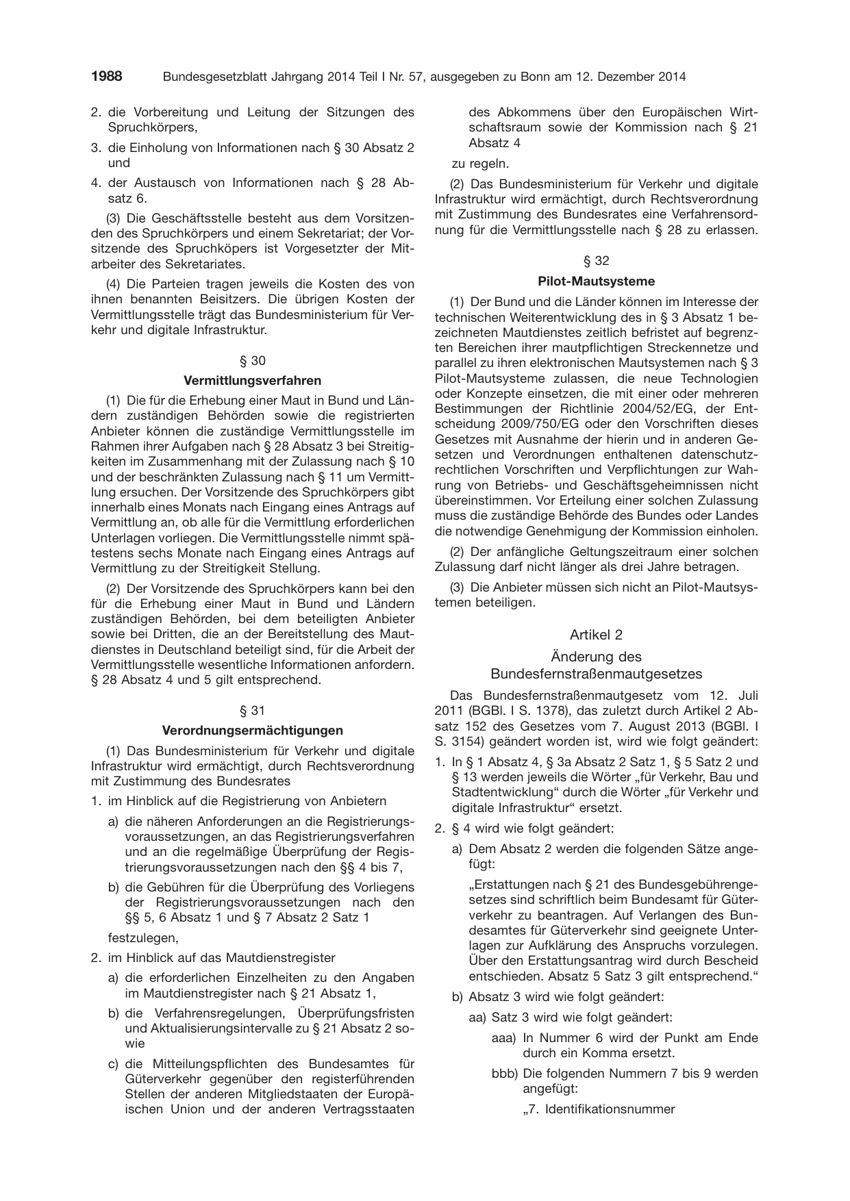 BGBl. 2014, Seite 1988 — Originalseite als Abbildung