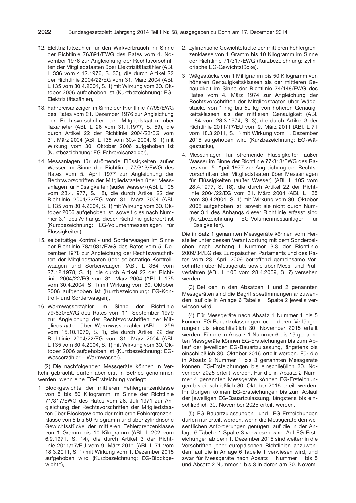 BGBl. 2014, Seite 2022 — Originalseite als Abbildung