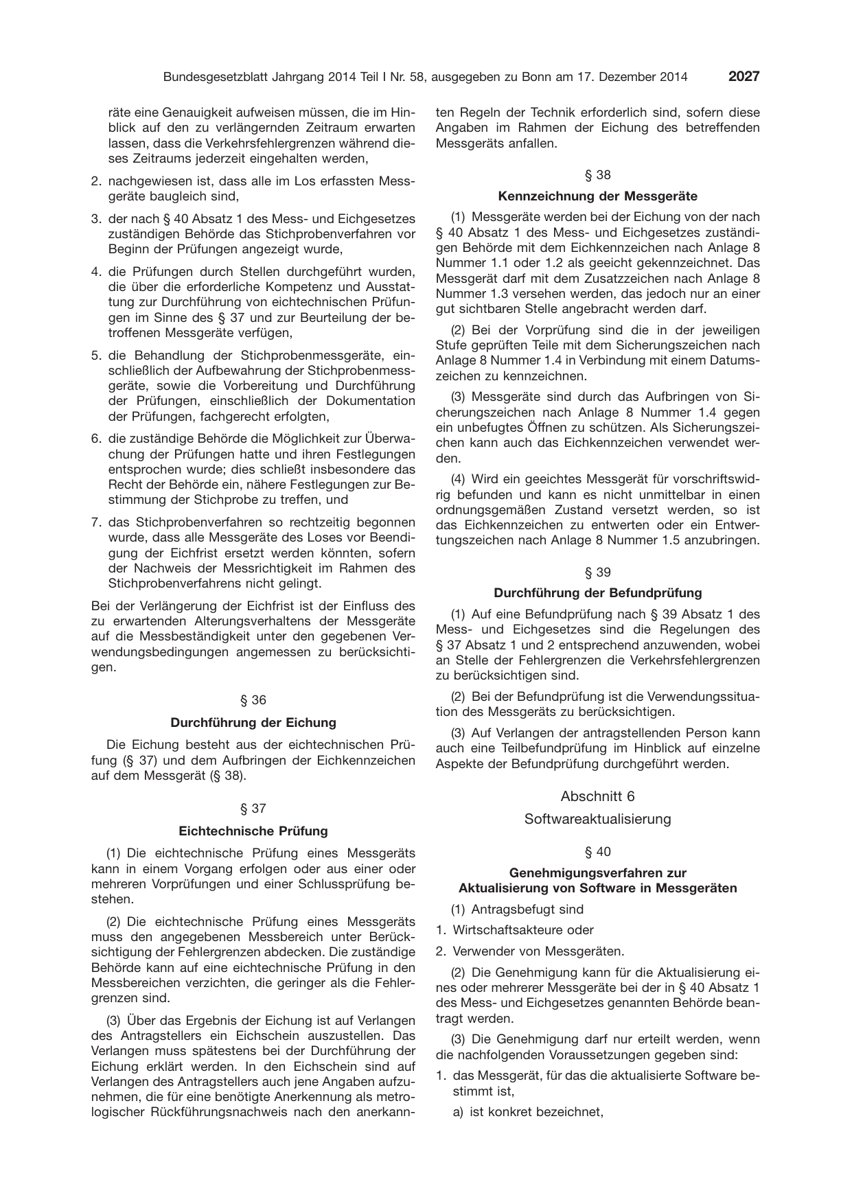 BGBl. 2014, Seite 2027 — Originalseite als Abbildung