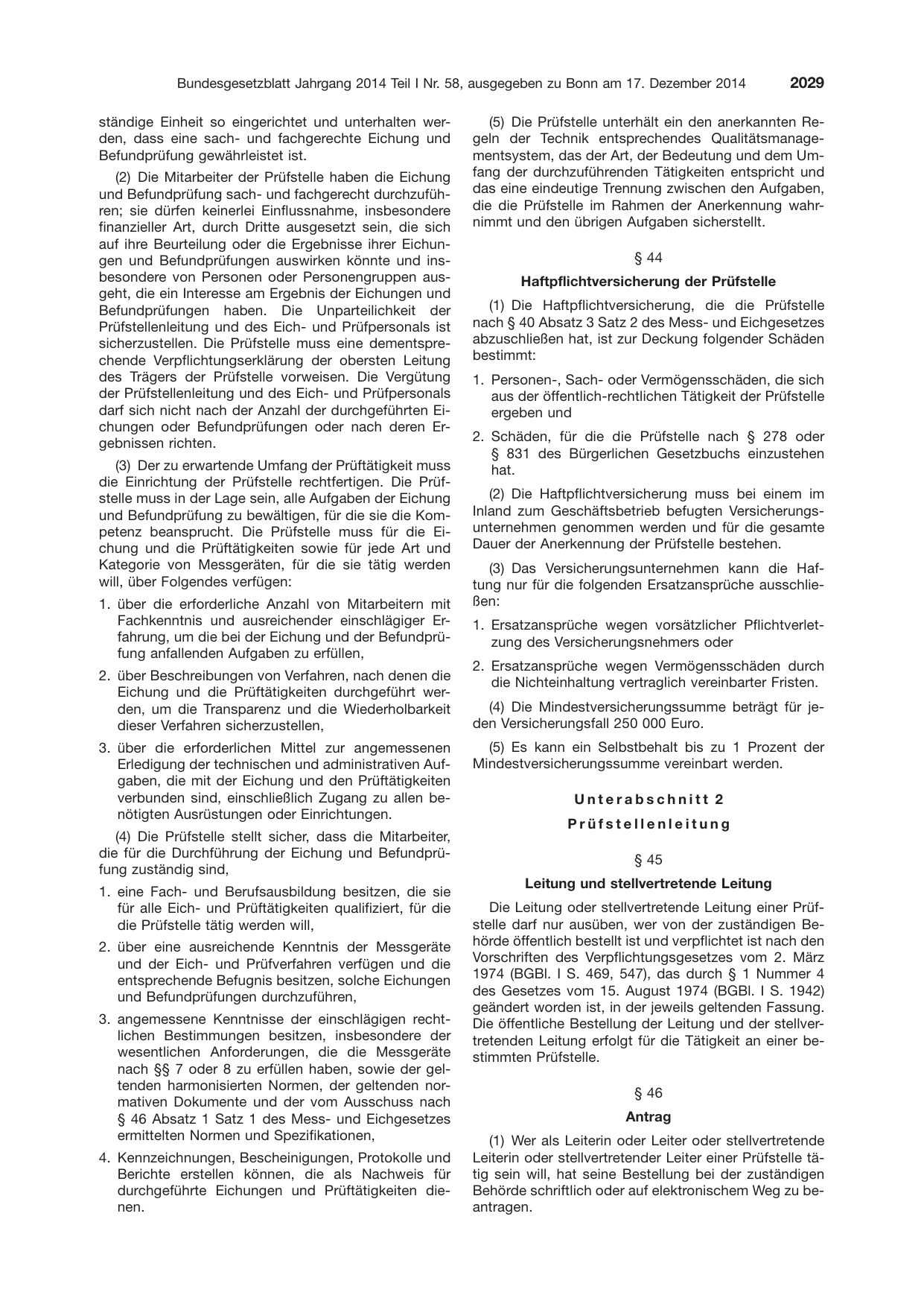 BGBl. 2014, Seite 2029 — Originalseite als Abbildung