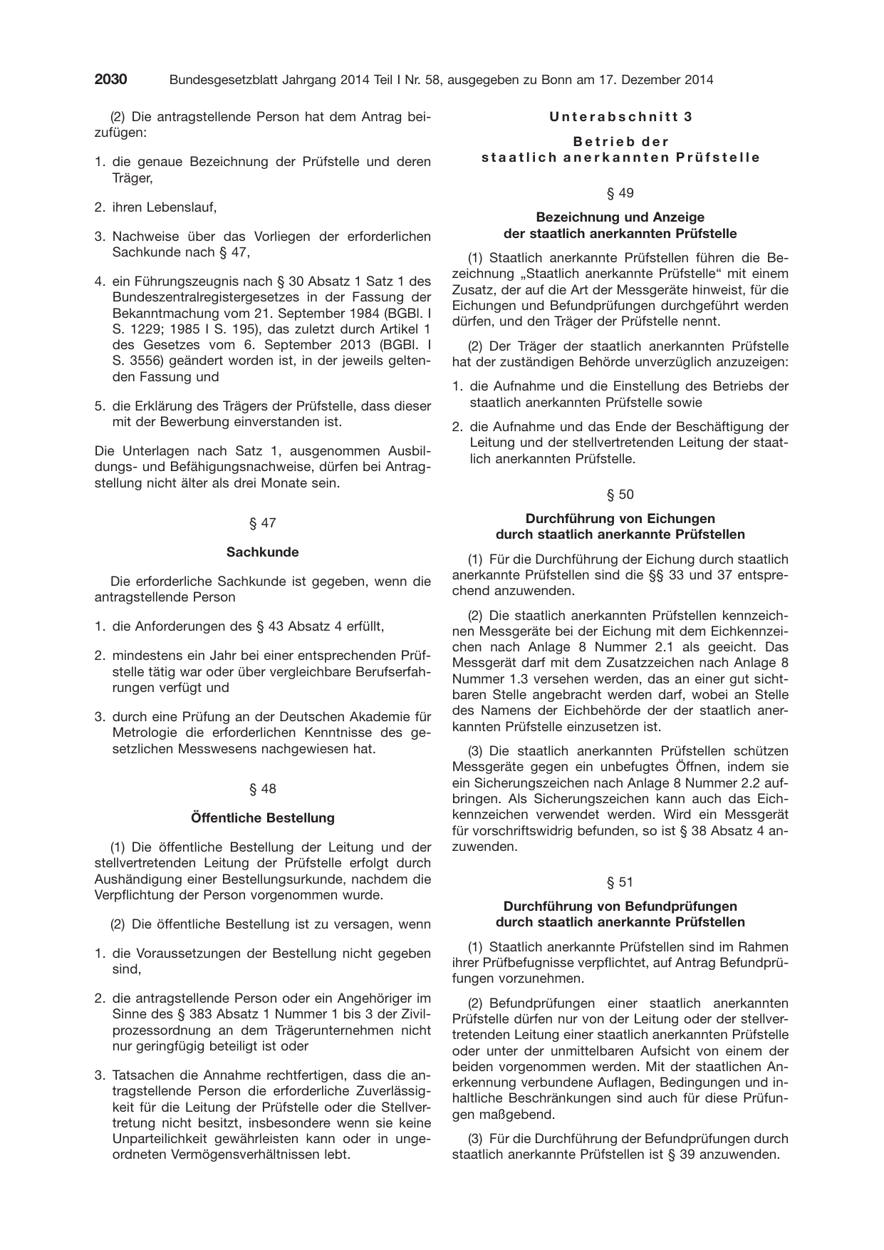 BGBl. 2014, Seite 2030 — Originalseite als Abbildung