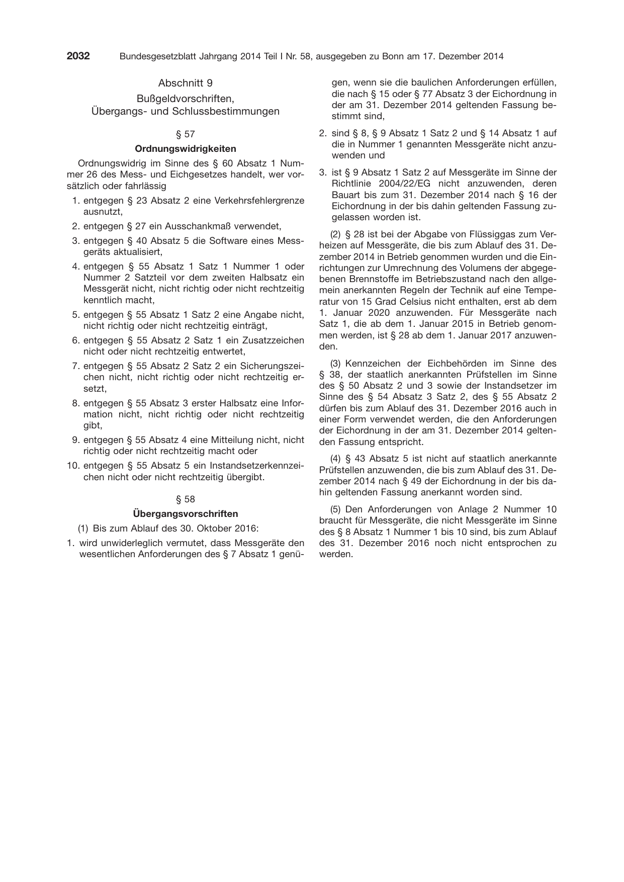 BGBl. 2014, Seite 2032 — Originalseite als Abbildung