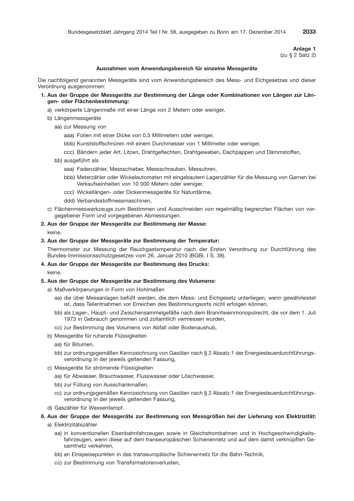 BGBl. 2014, Seite 2033 — Originalseite als Abbildung