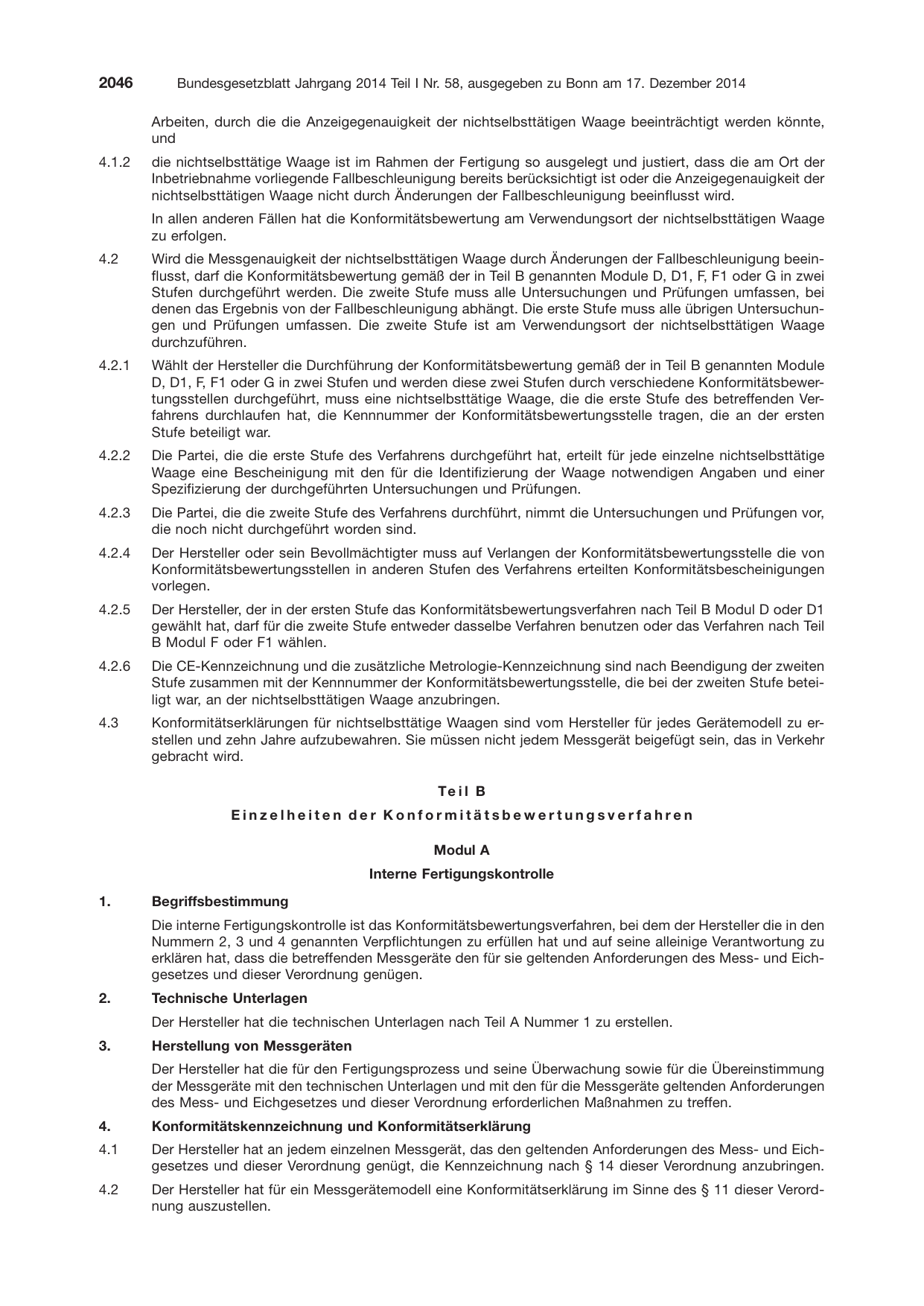 BGBl. 2014, Seite 2046 — Originalseite als Abbildung