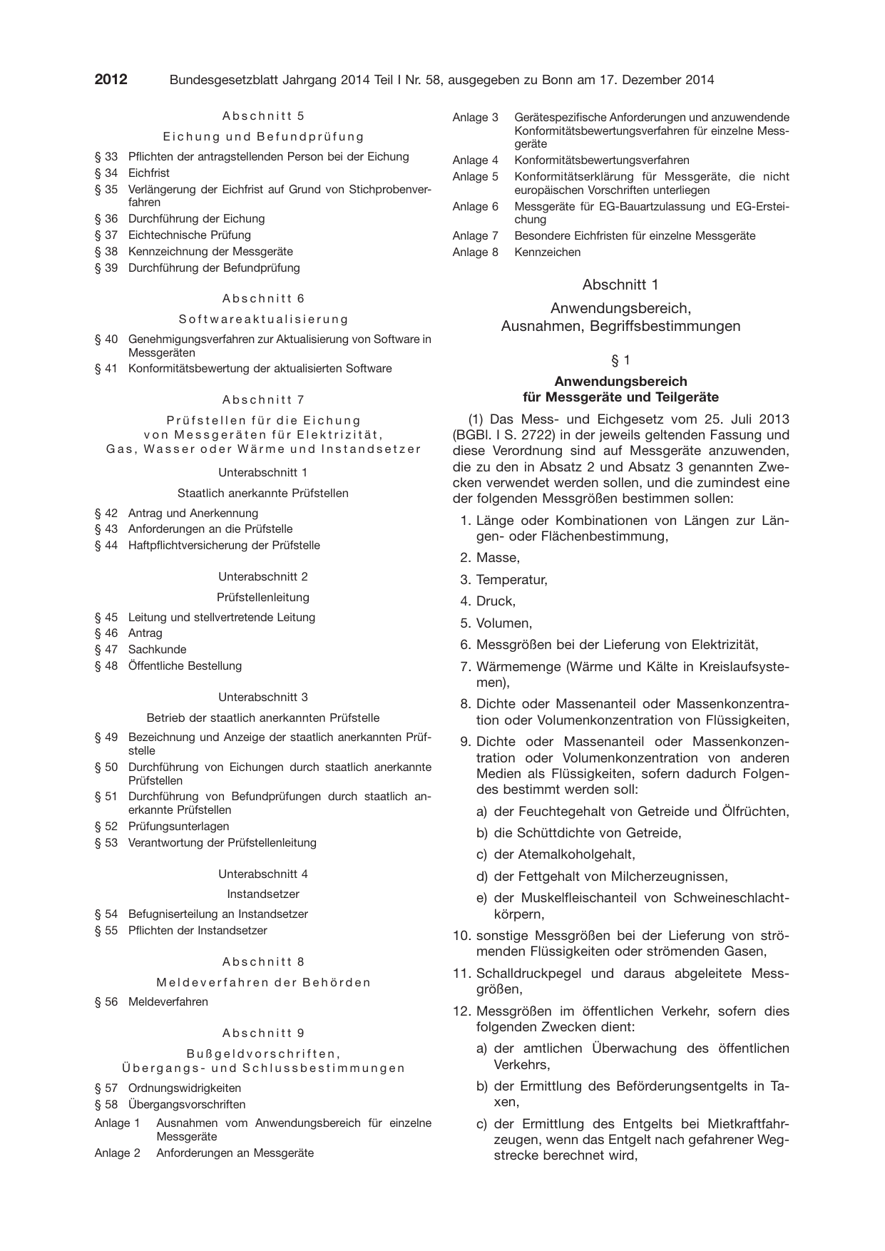 BGBl. 2014, Seite 2012 — Originalseite als Abbildung