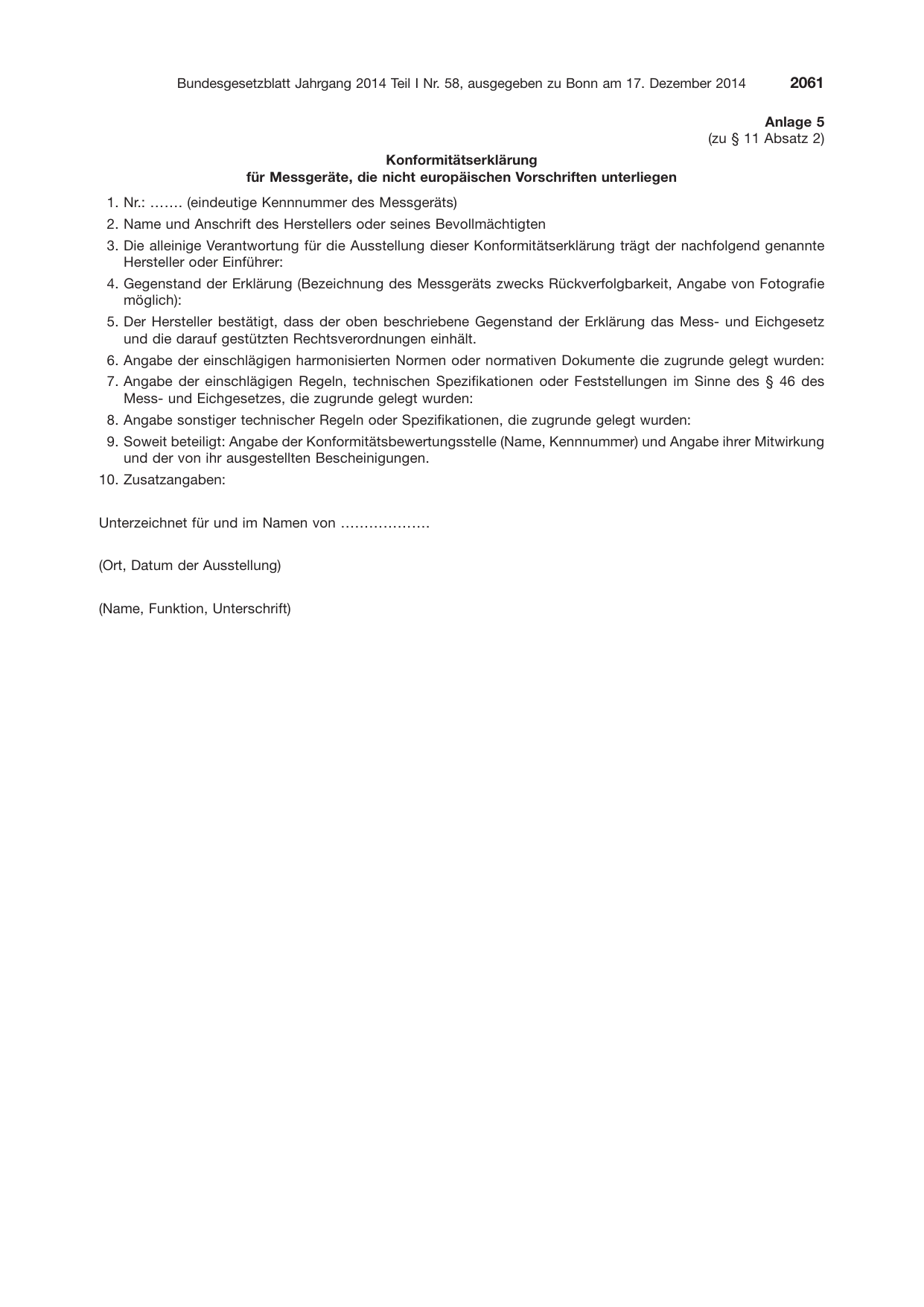 BGBl. 2014, Seite 2061 — Originalseite als Abbildung