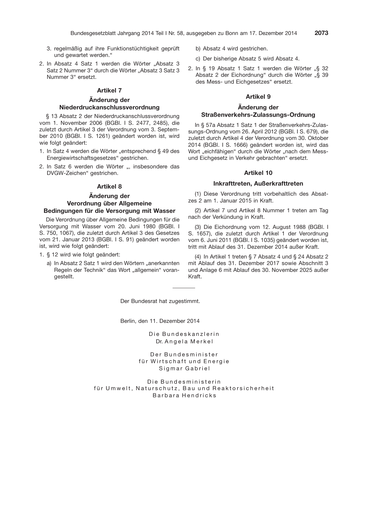 BGBl. 2014, Seite 2073 — Originalseite als Abbildung