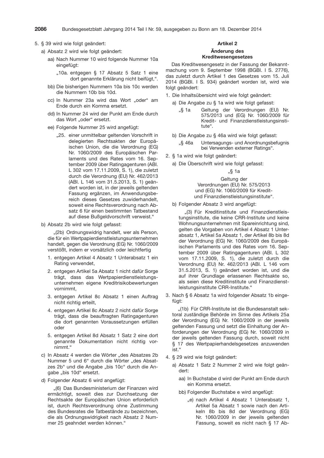 BGBl. 2014, Seite 2086 — Originalseite als Abbildung