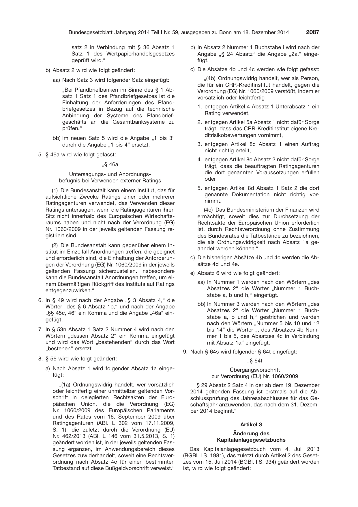 BGBl. 2014, Seite 2087 — Originalseite als Abbildung