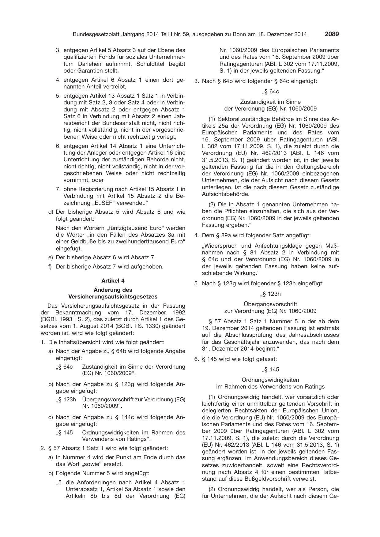 BGBl. 2014, Seite 2089 — Originalseite als Abbildung