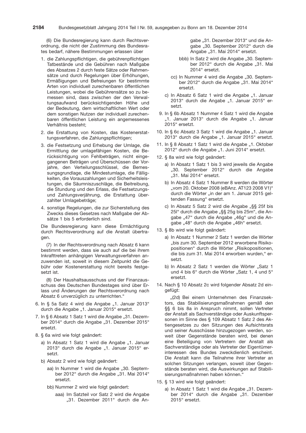 BGBl. 2014, Seite 2184 — Originalseite als Abbildung