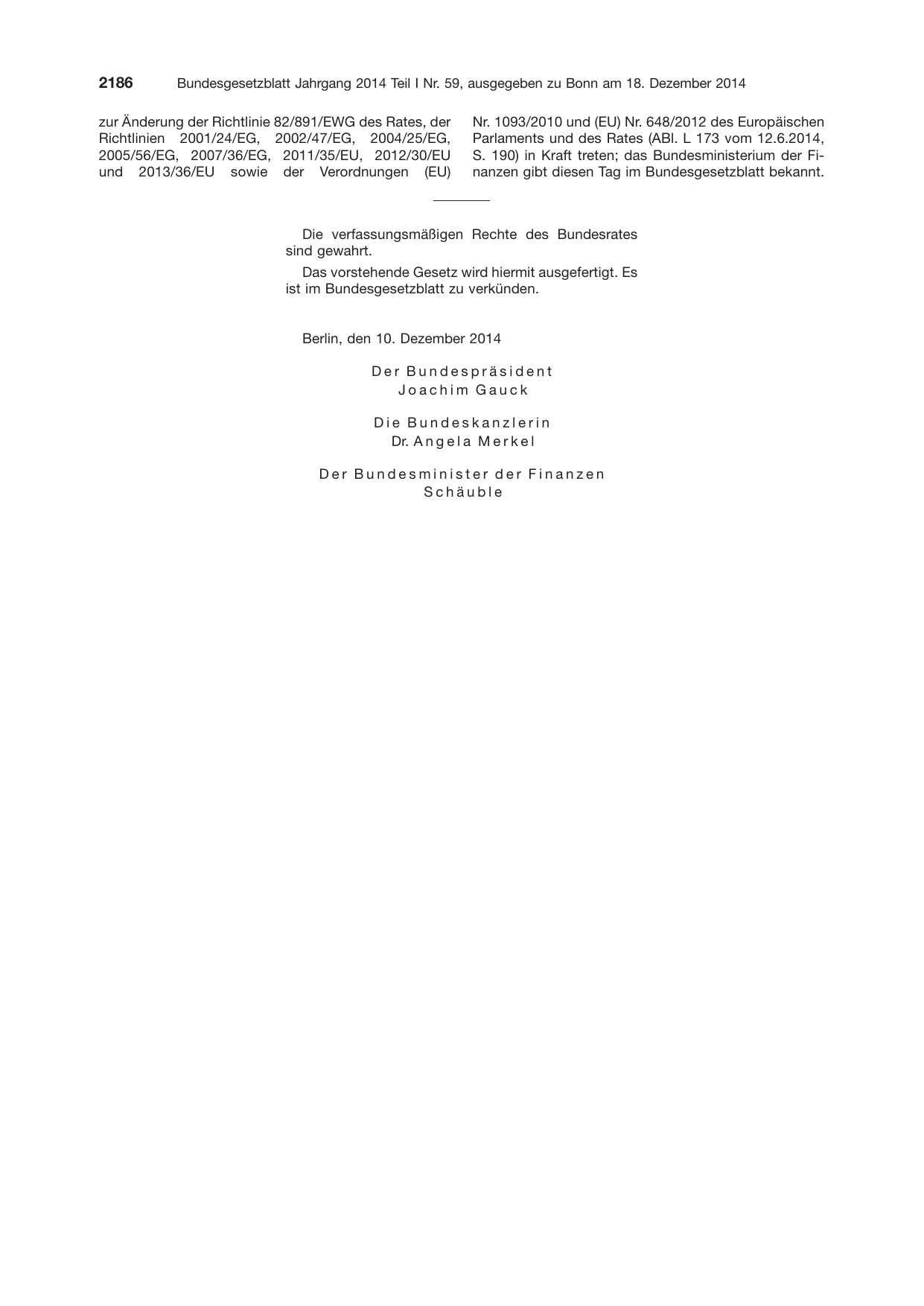 BGBl. 2014, Seite 2186 — Originalseite als Abbildung