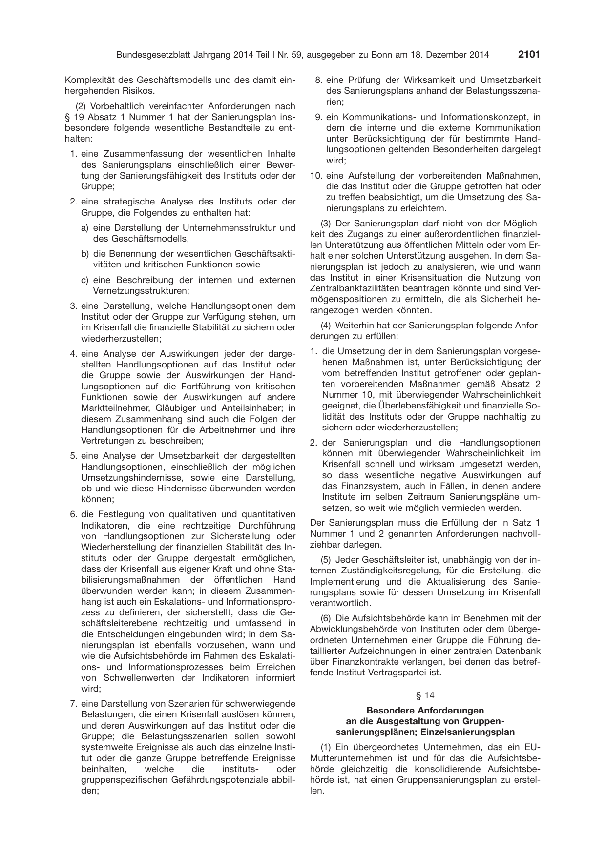 BGBl. 2014, Seite 2101 — Originalseite als Abbildung