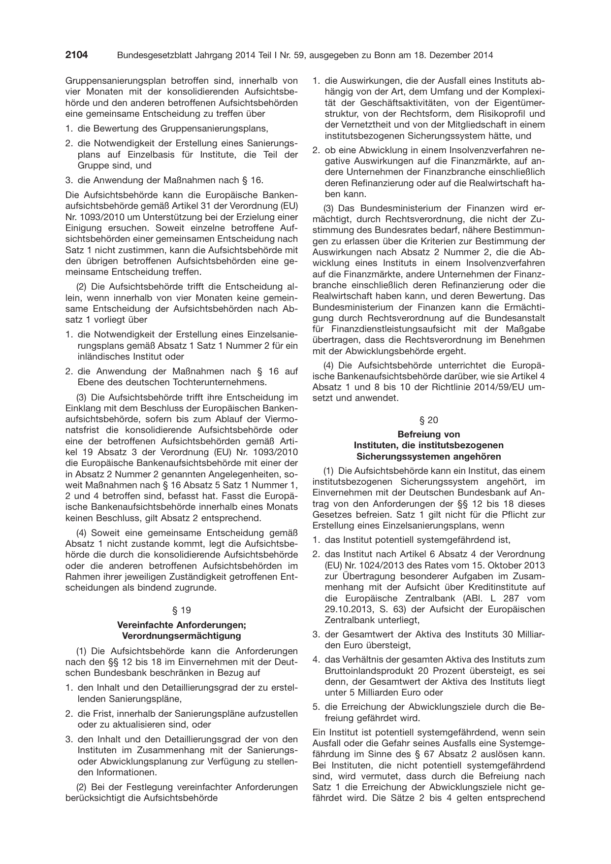 BGBl. 2014, Seite 2104 — Originalseite als Abbildung