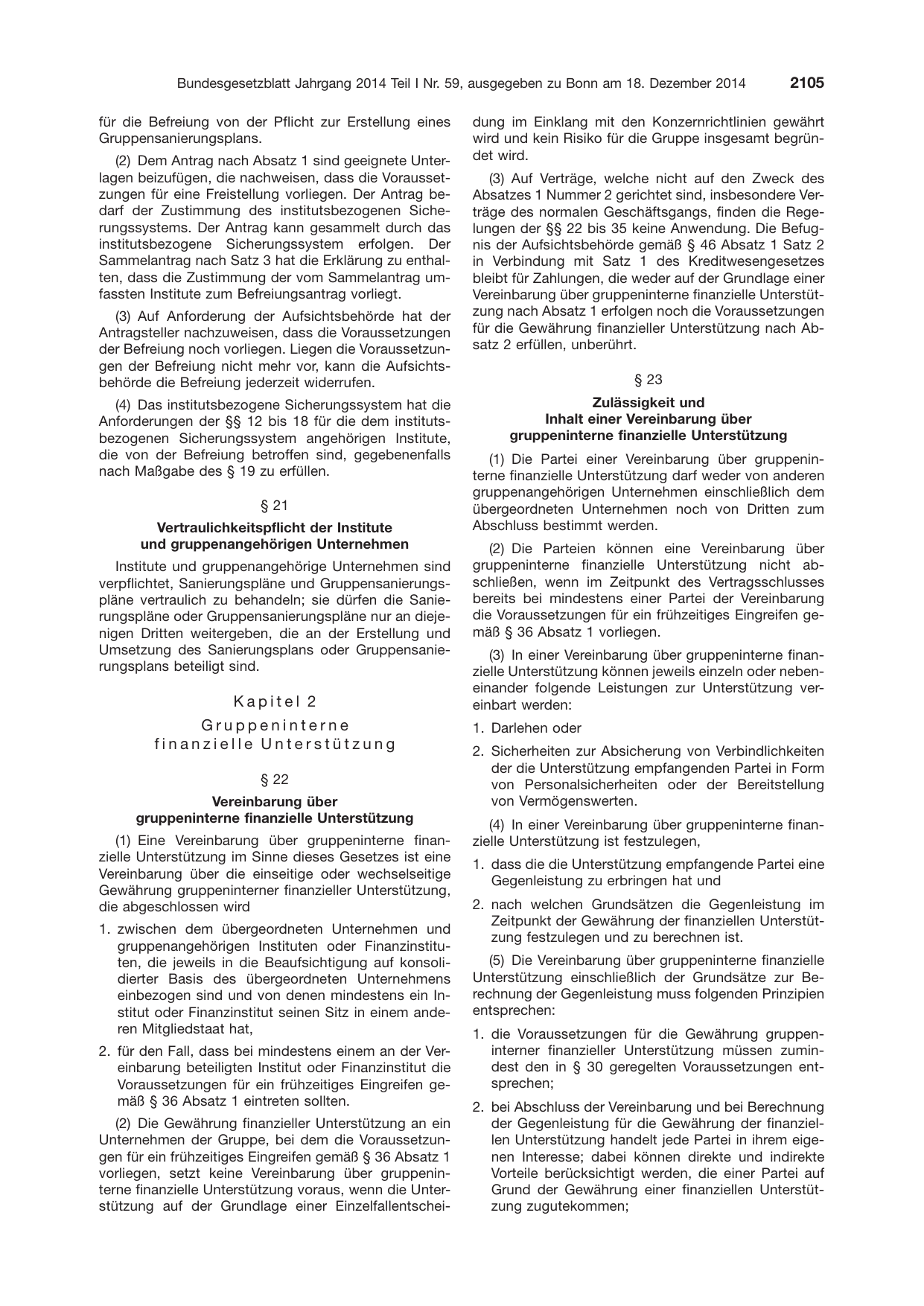 BGBl. 2014, Seite 2105 — Originalseite als Abbildung