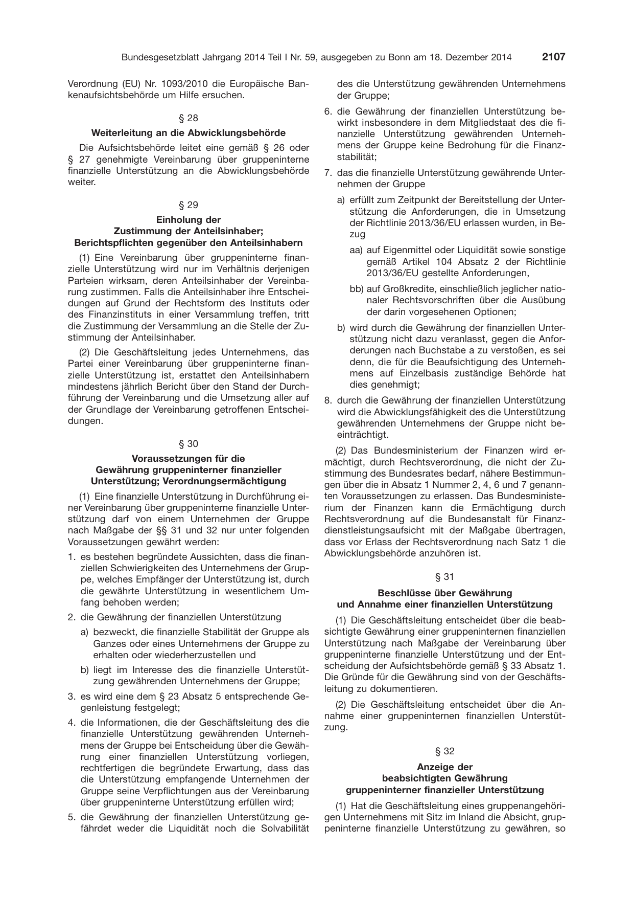 BGBl. 2014, Seite 2107 — Originalseite als Abbildung