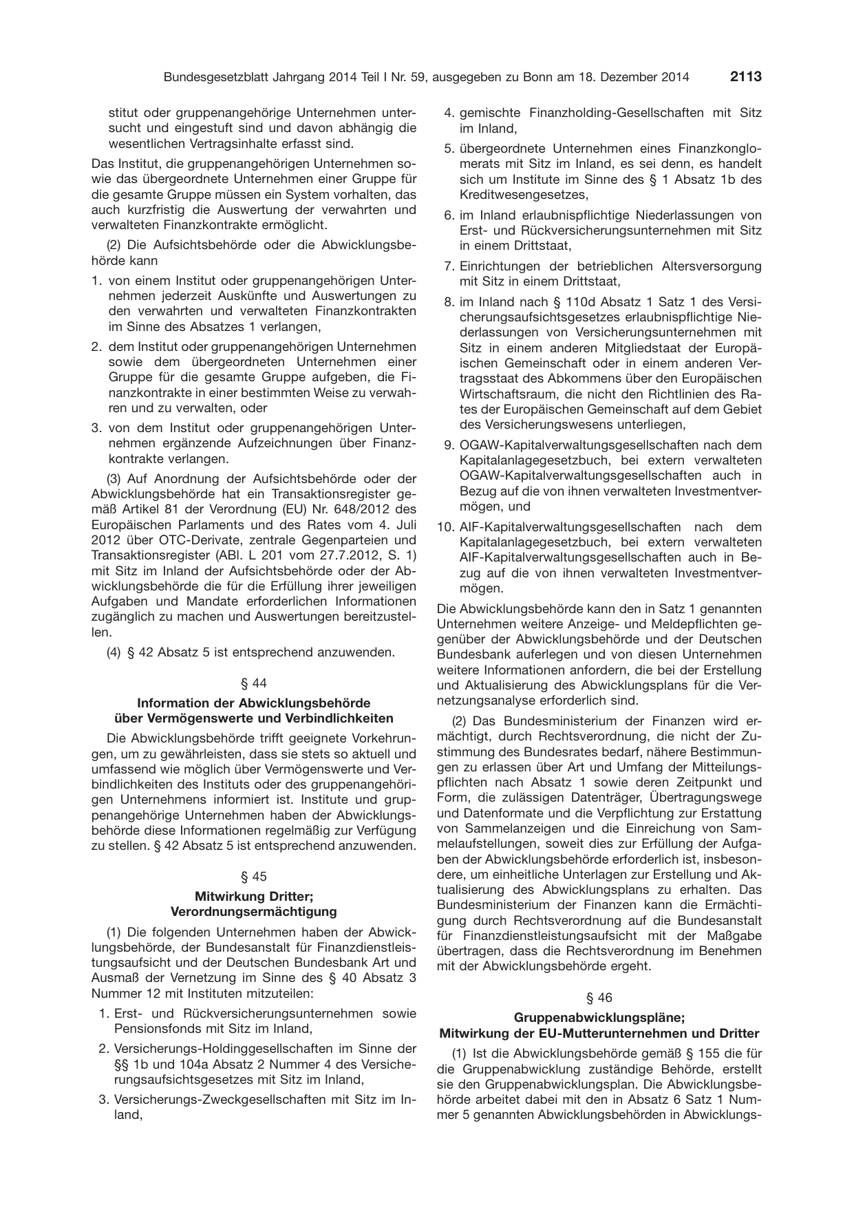 BGBl. 2014, Seite 2113 — Originalseite als Abbildung